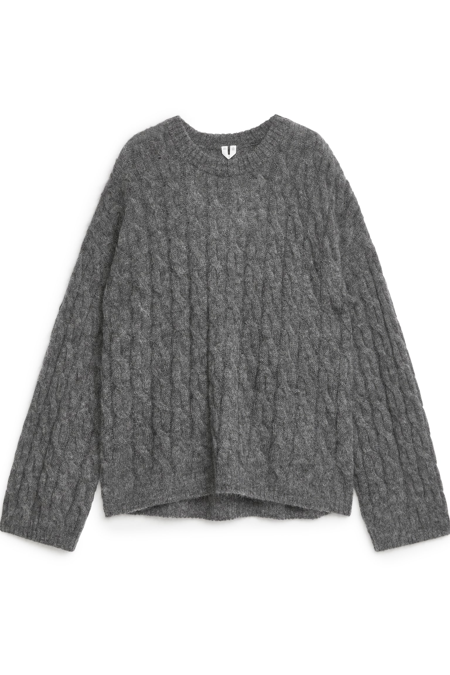 Mohair-Wool Blend Jumper - Dark Grey/Dark Beige - 1