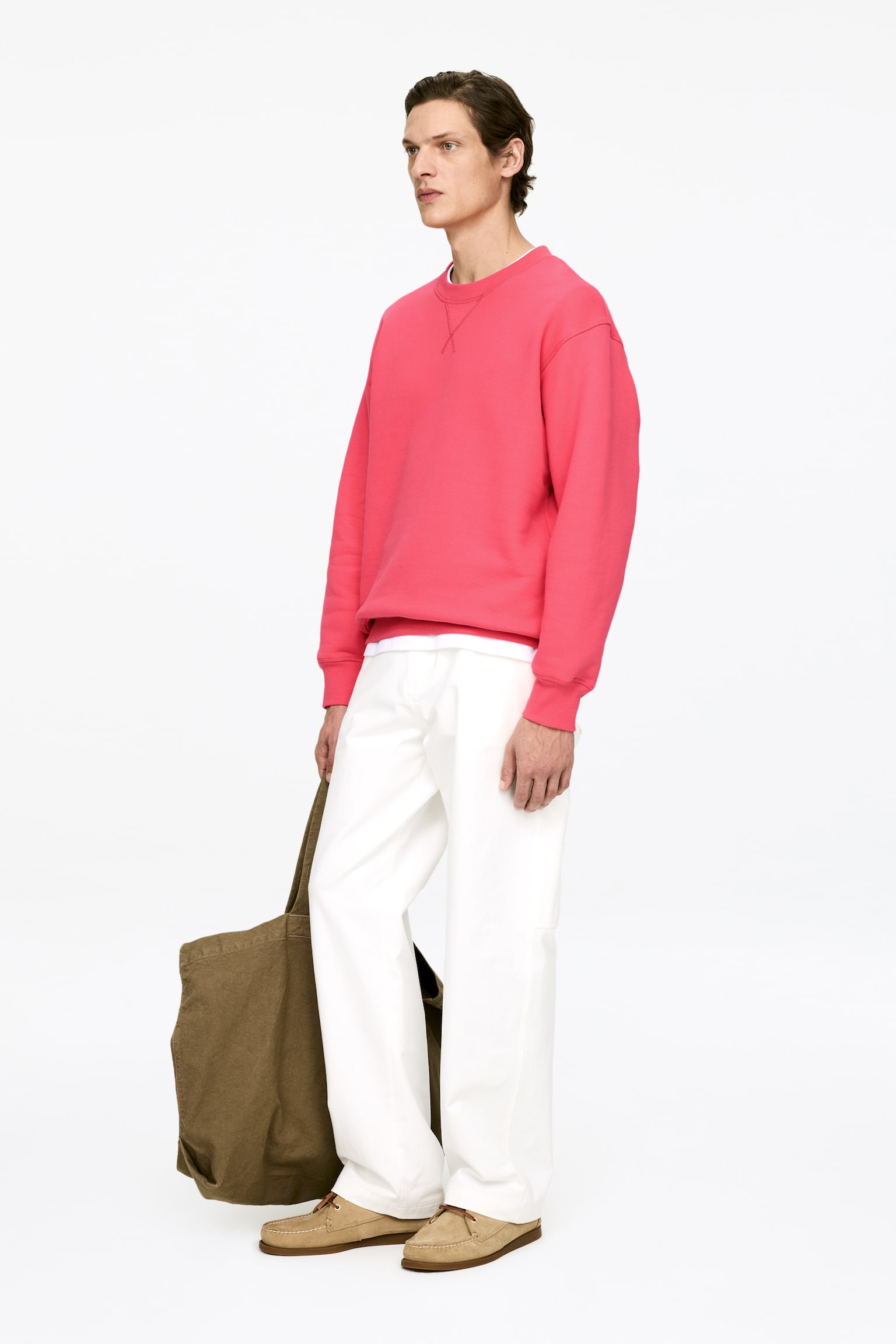 Lockeres Sweatshirt - Gedecktes Rosa/Graumeliert/Grün - 6