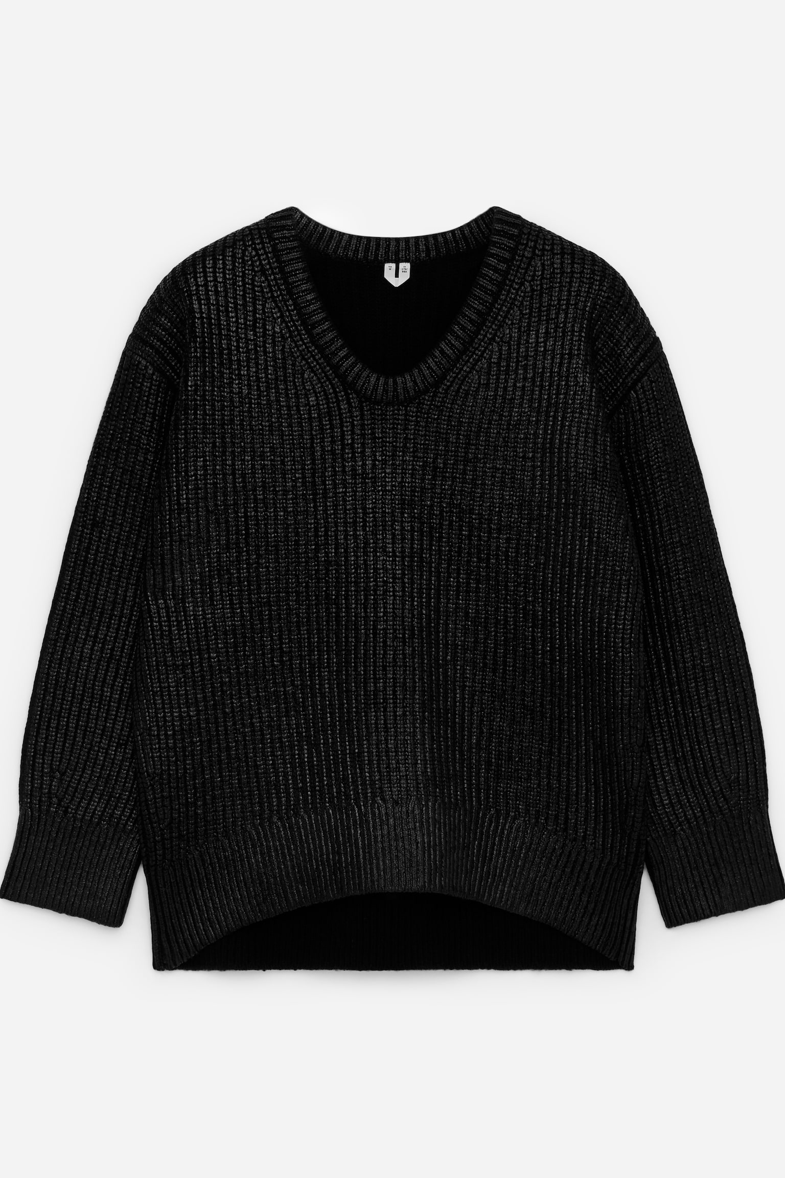 Beschichteter Wollpullover - Schwarz - 2