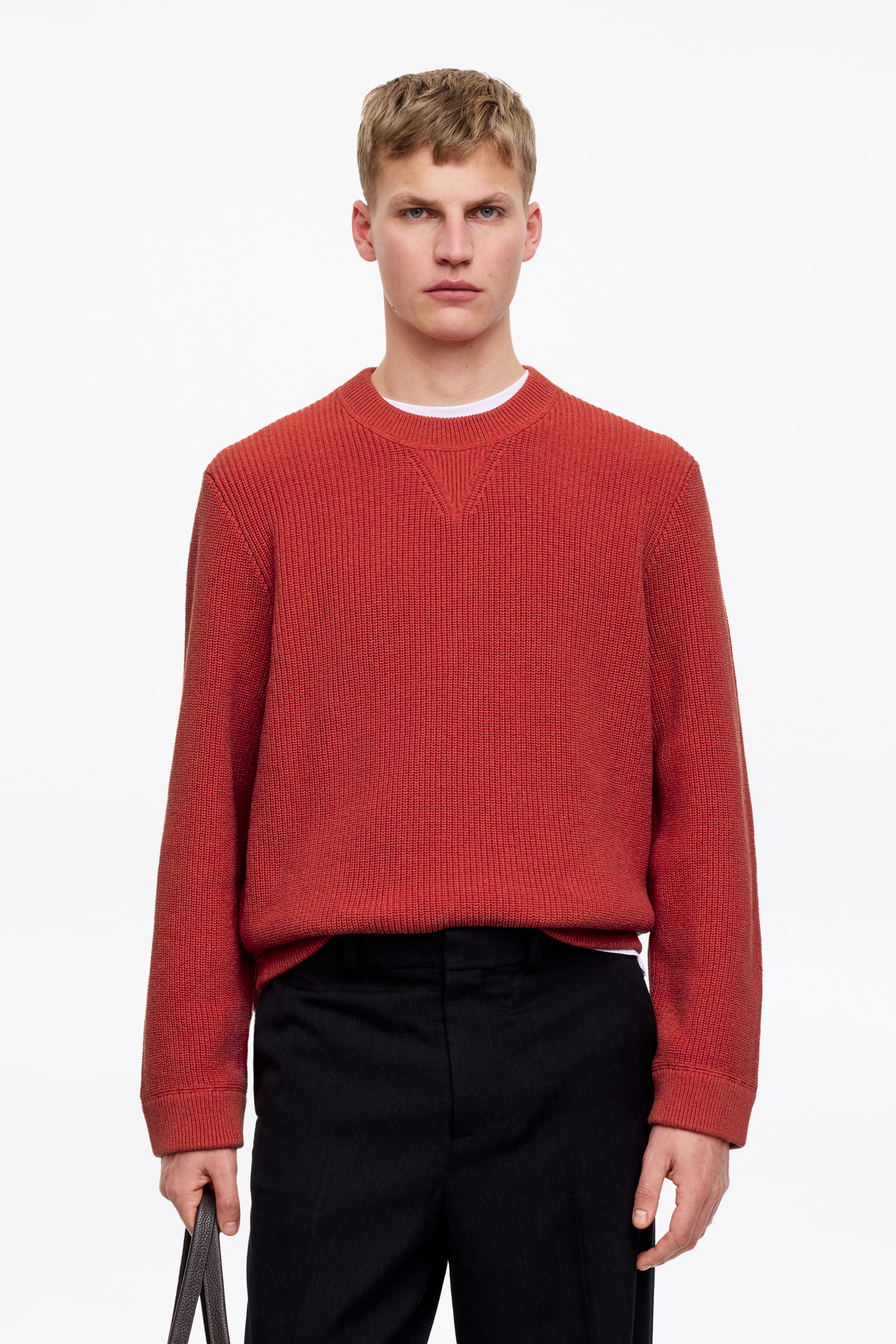 Maglione in cotone e lino - Rosso/Blu