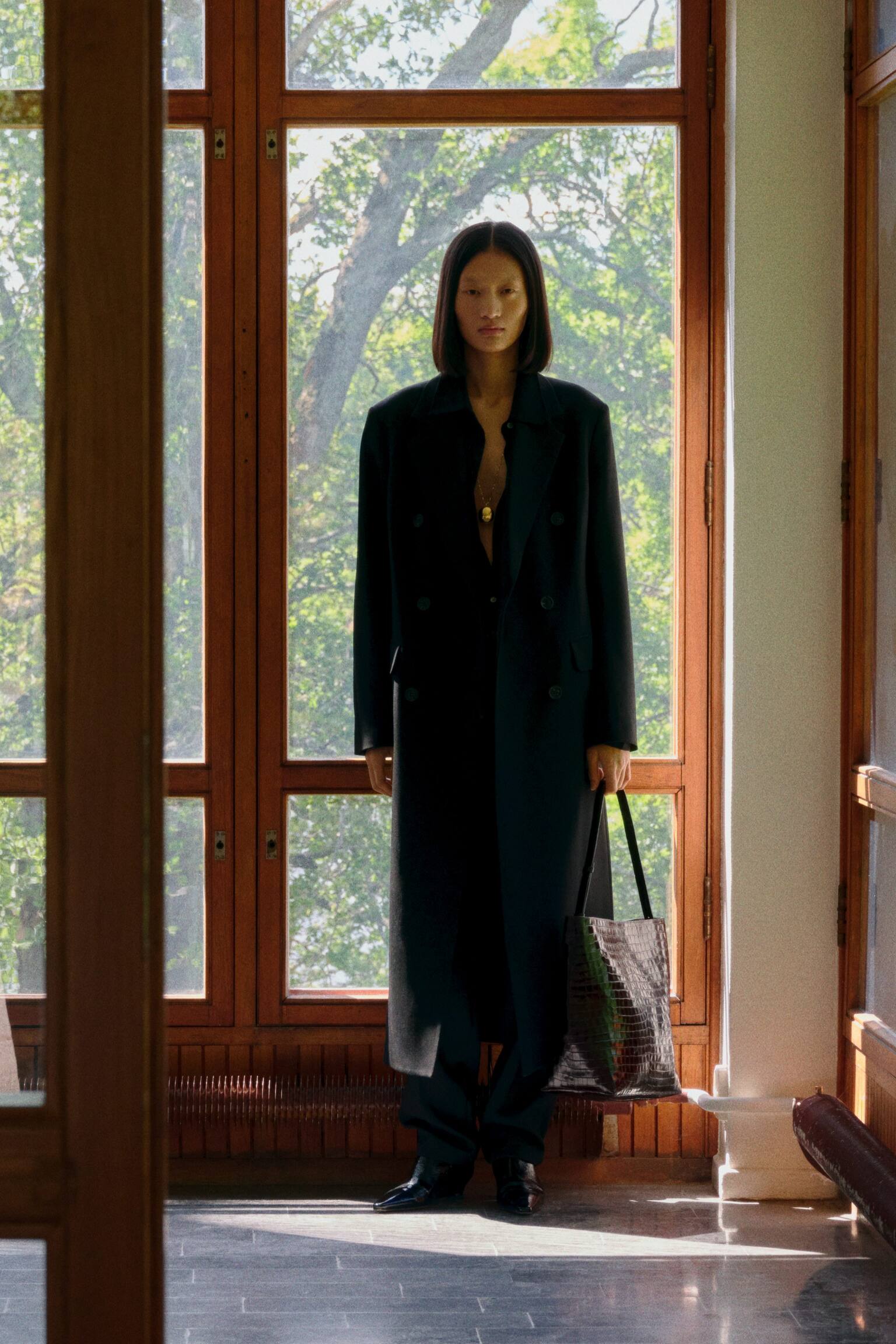 Schmaler Mantel - Schwarz - 8