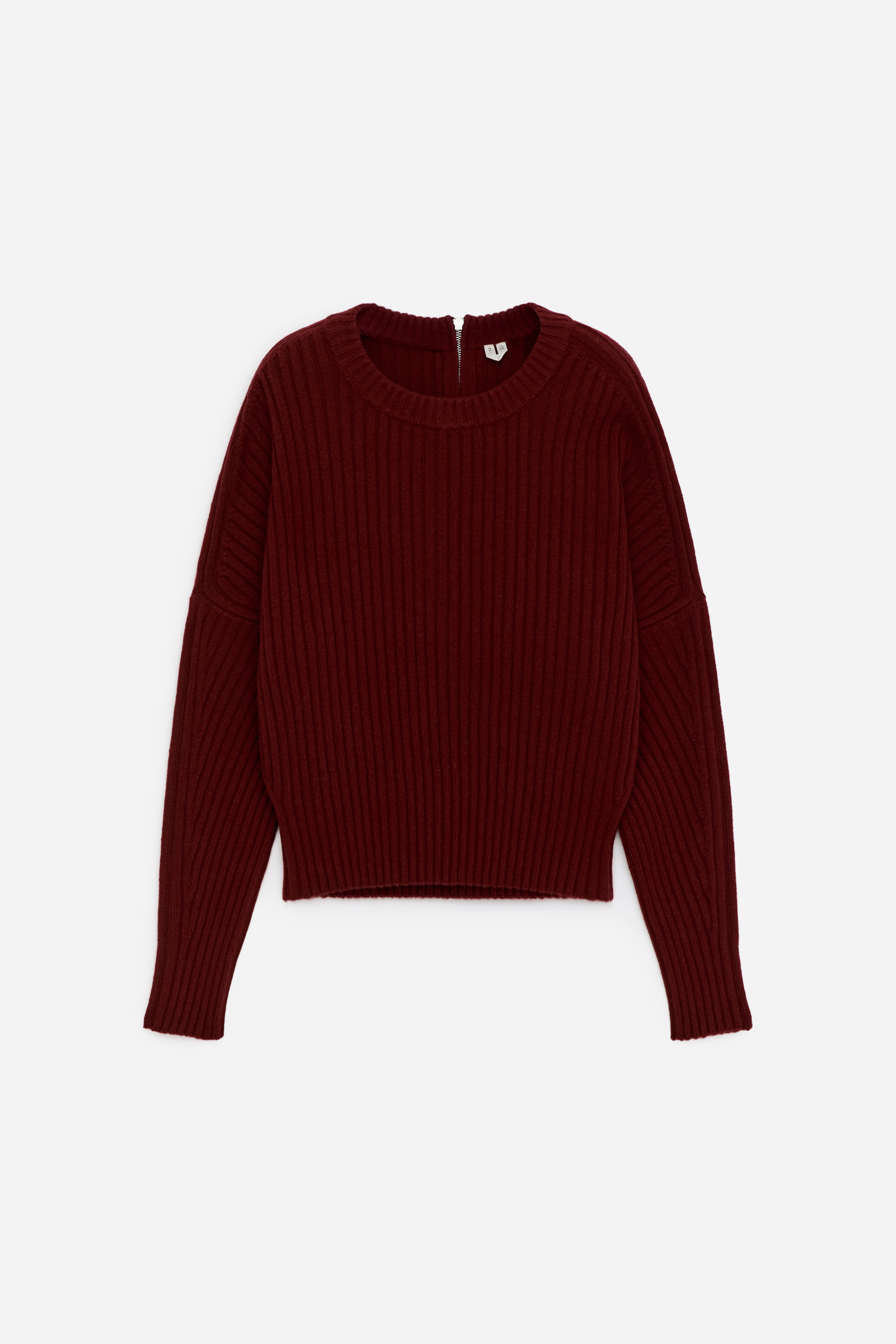 Maglione in lana con dettaglio cerniera - Rosso scuro