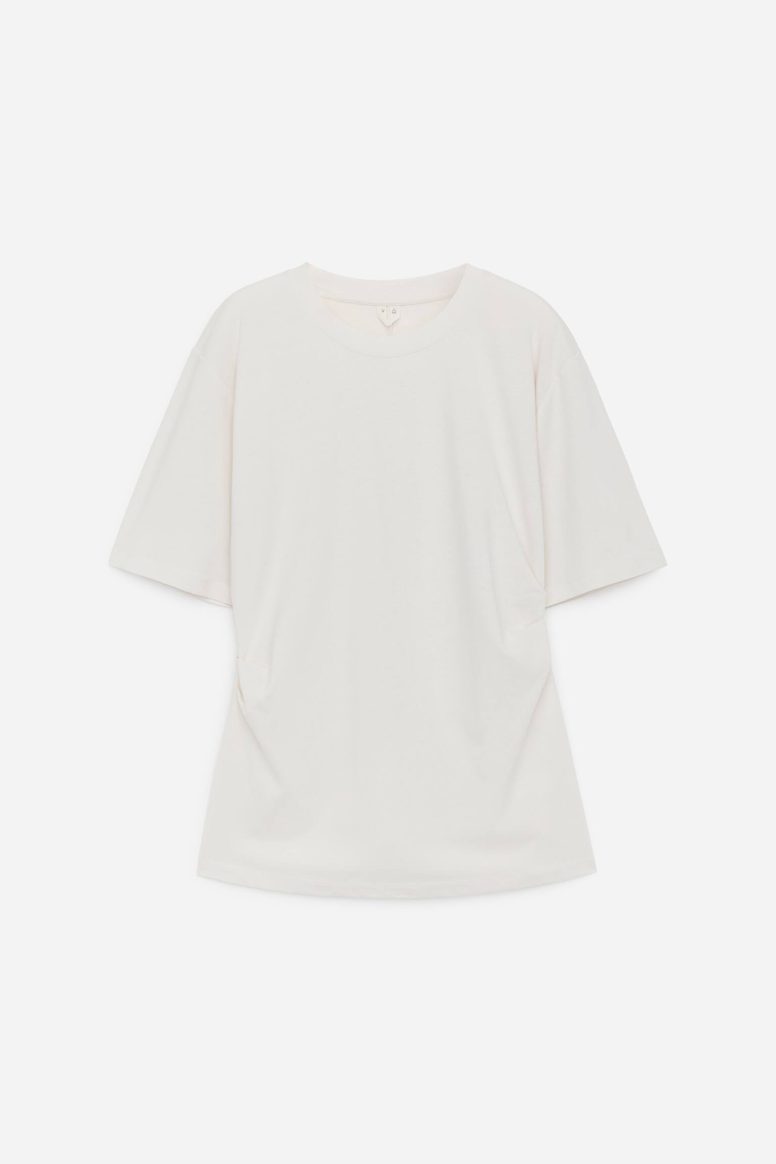 Drapiertes T-Shirt - Weiß/Schwarz - 2