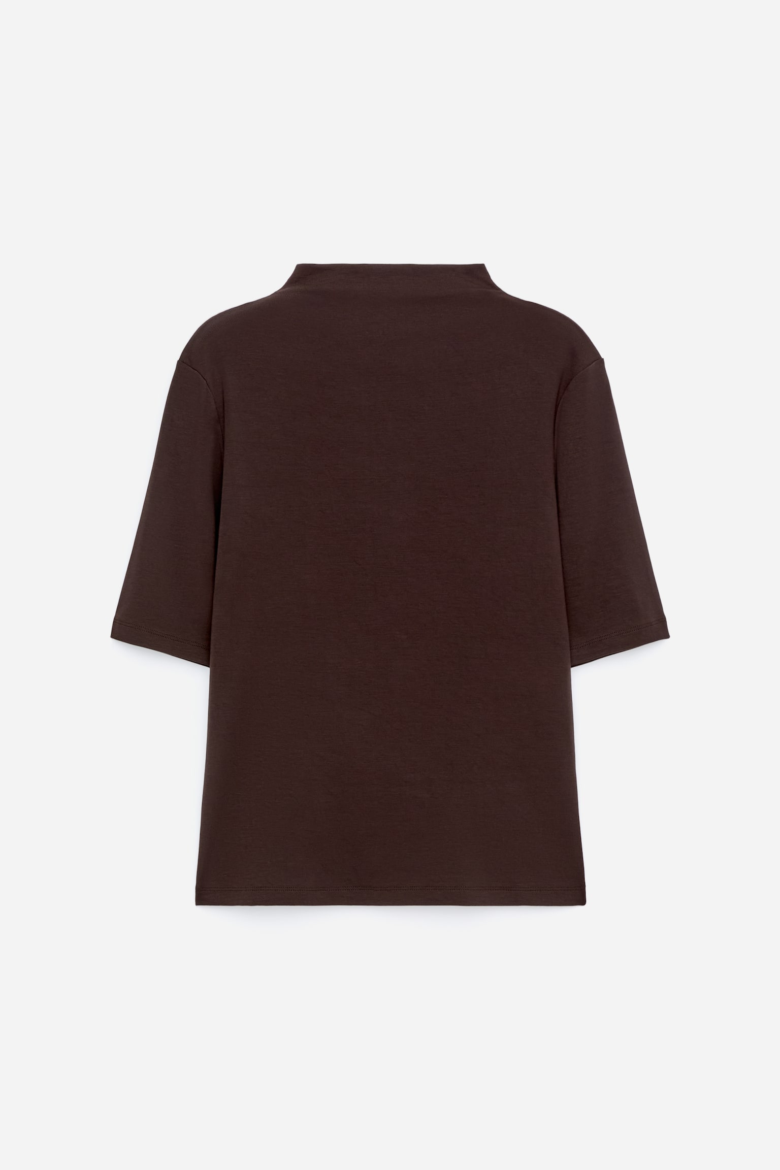 Ribbad topp med halvpolo - Brun - 2