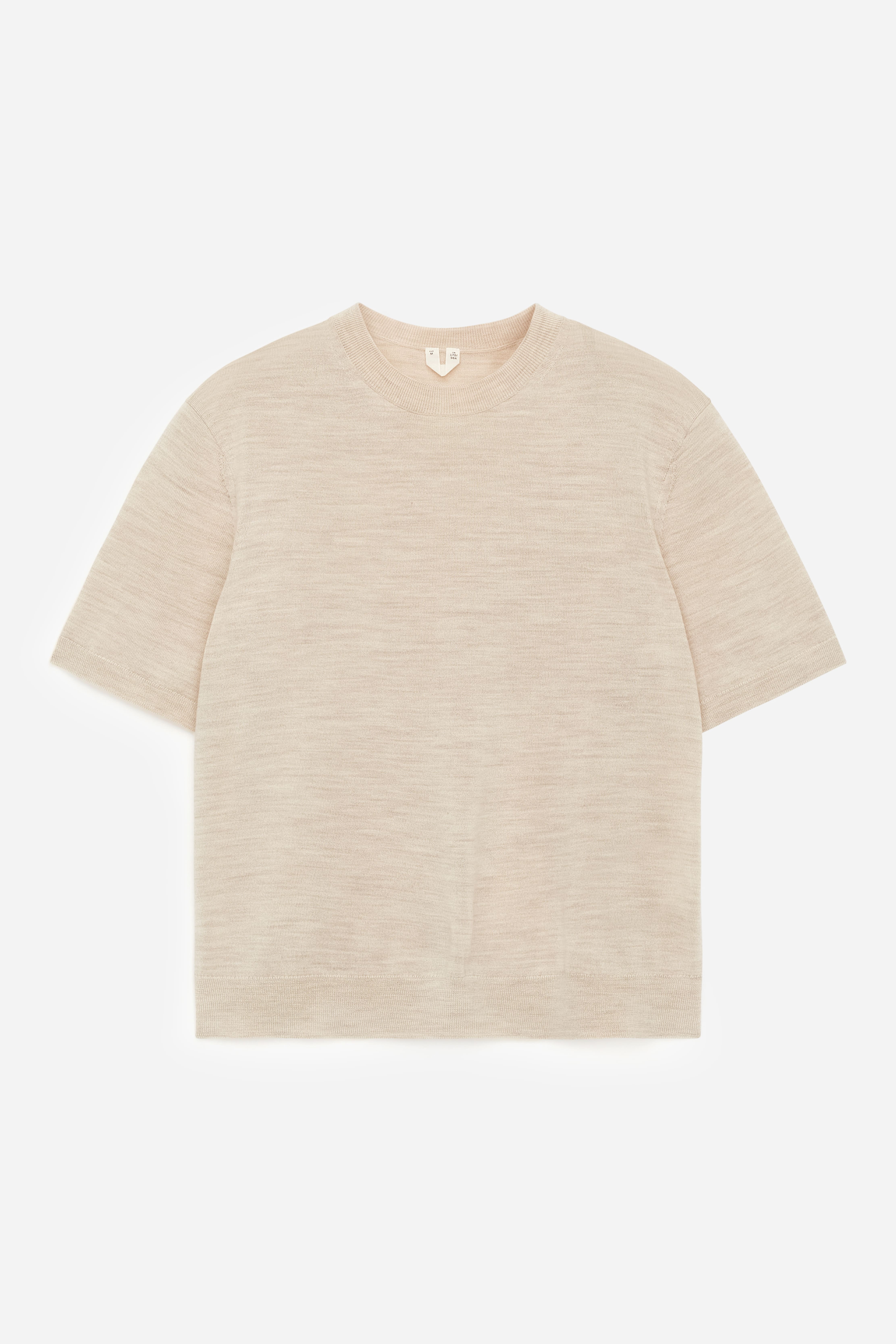 T-shirt en maille de laine mérinos - Beige clair/Bleu foncé/Turquoise poudré/Beige foncé
