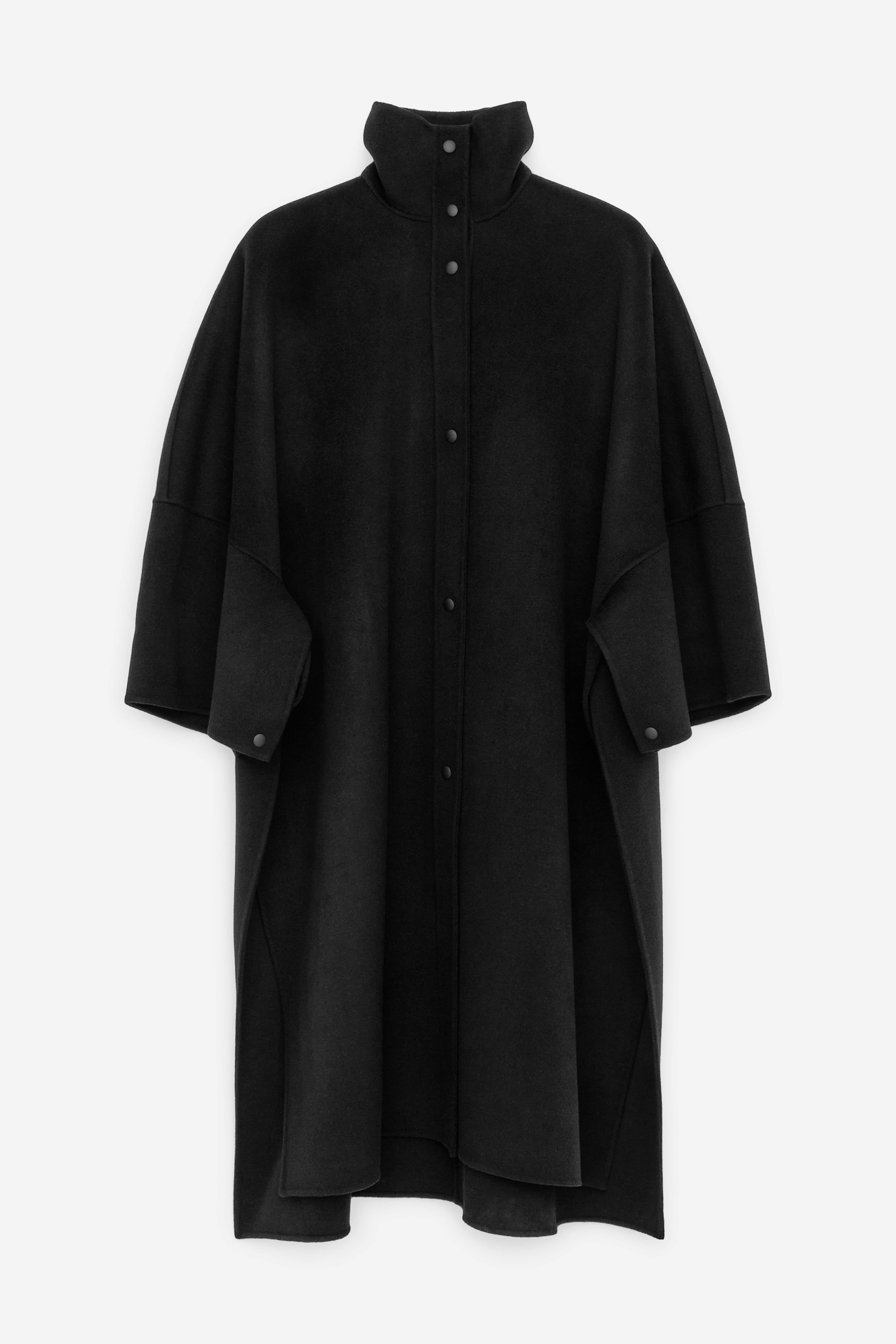 Doubleface-Cape aus Wollmischung - Schwarz