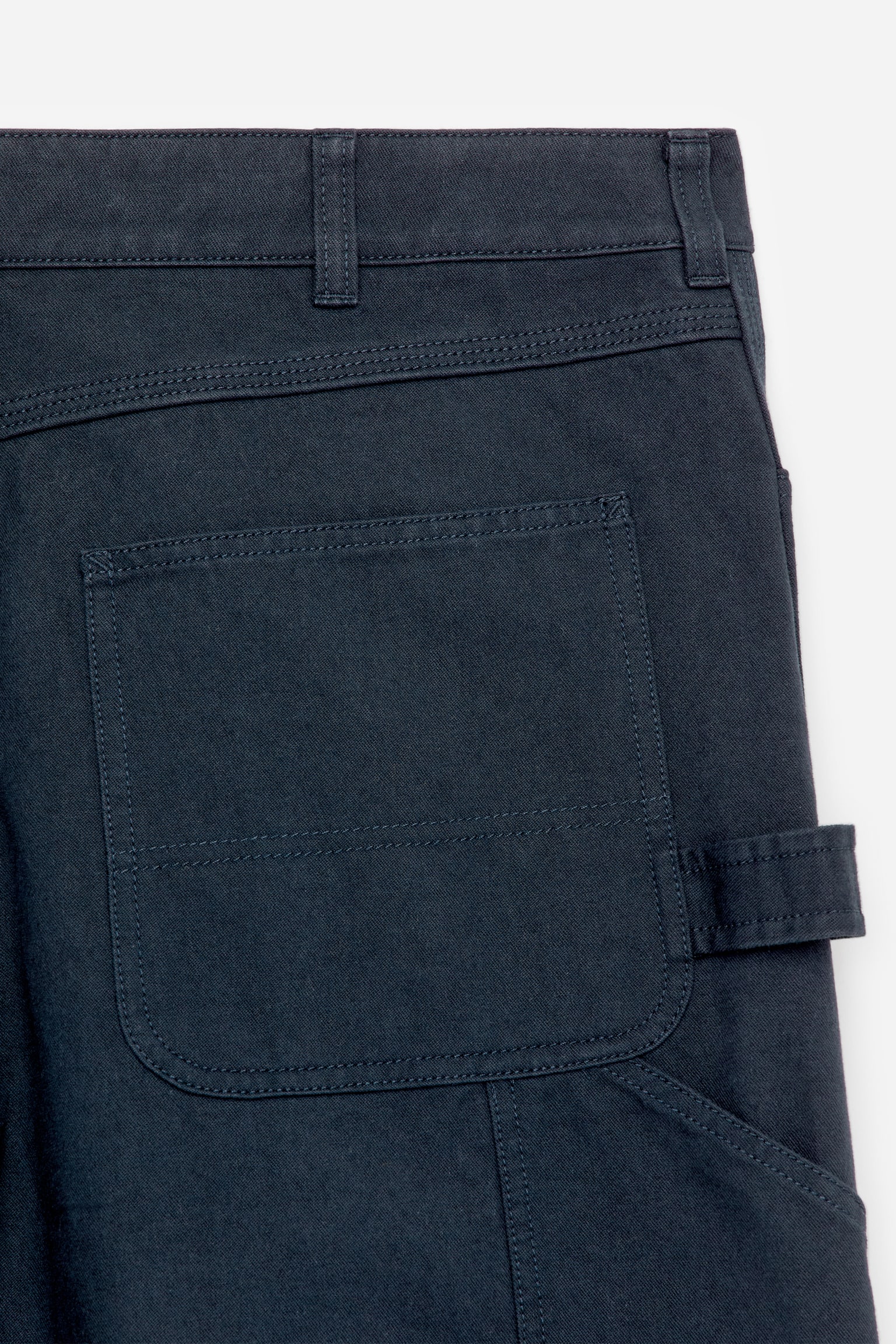 Χαλαρό Παντελόνι Καμβάς - Σκούρο Μπλε/Λευκό - 3