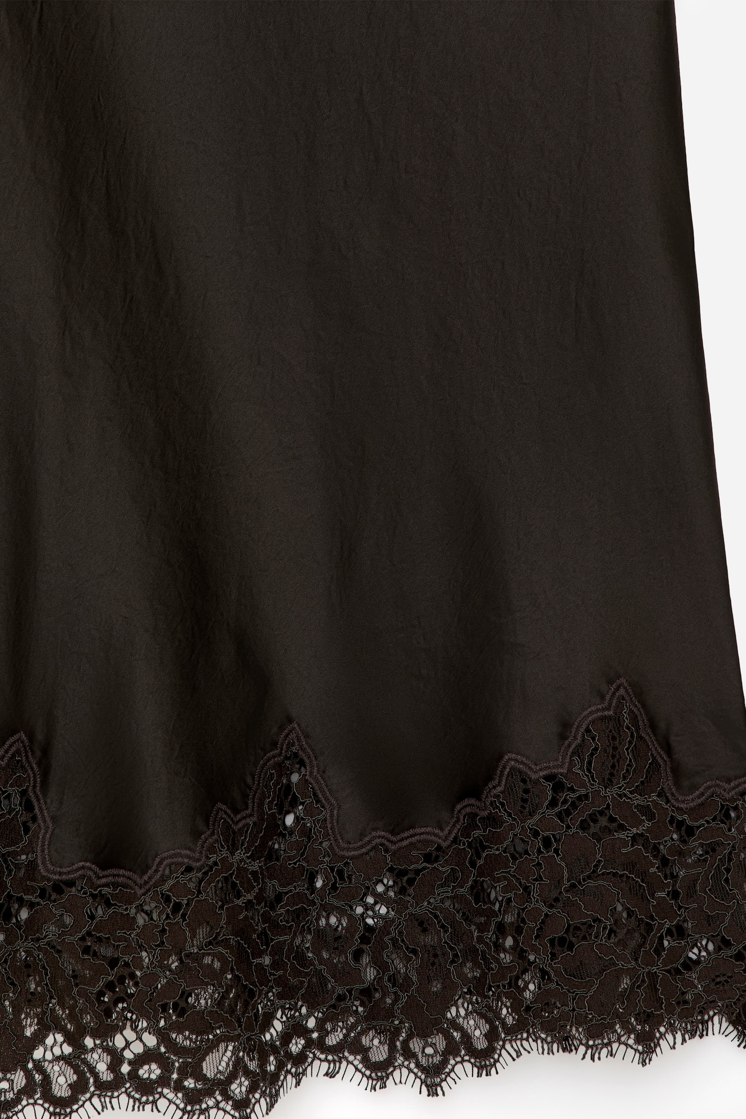 Satinrock mit Spitze - Dunkelbraun - 6