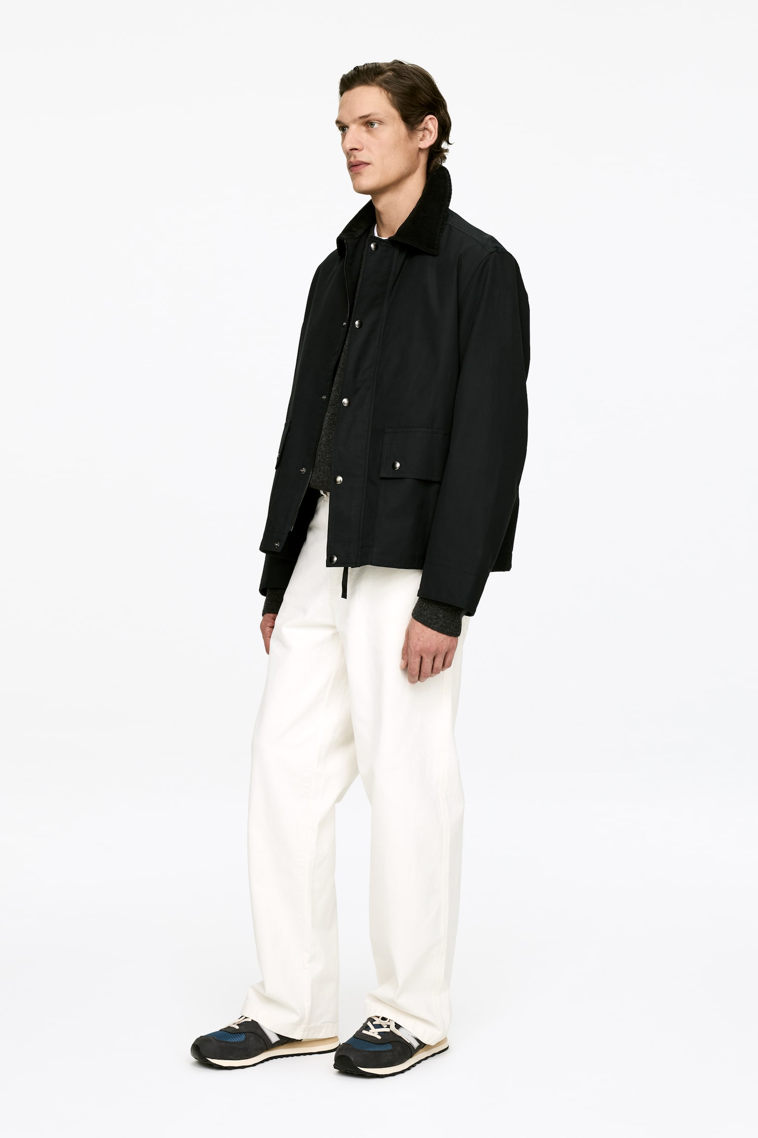 Ruimvallende canvas broek - Gebroken wit/Zwart/Donkerblauw - 4