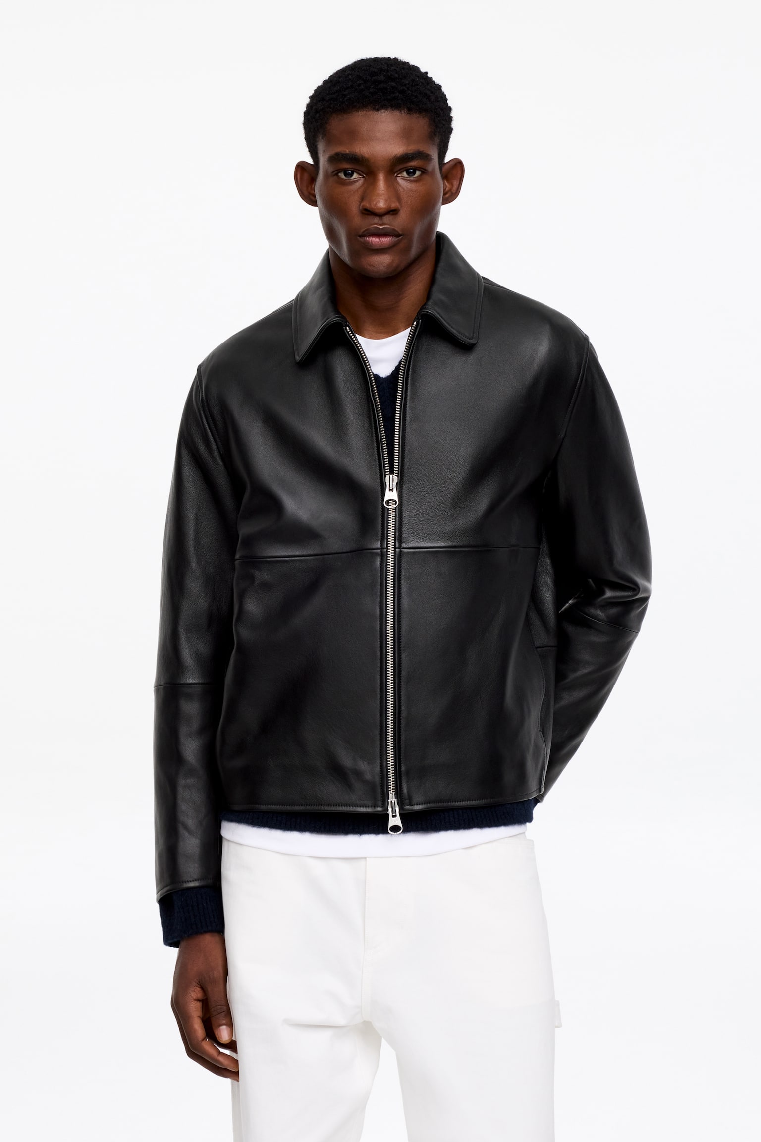 Giacca in pelle - Nero - 5