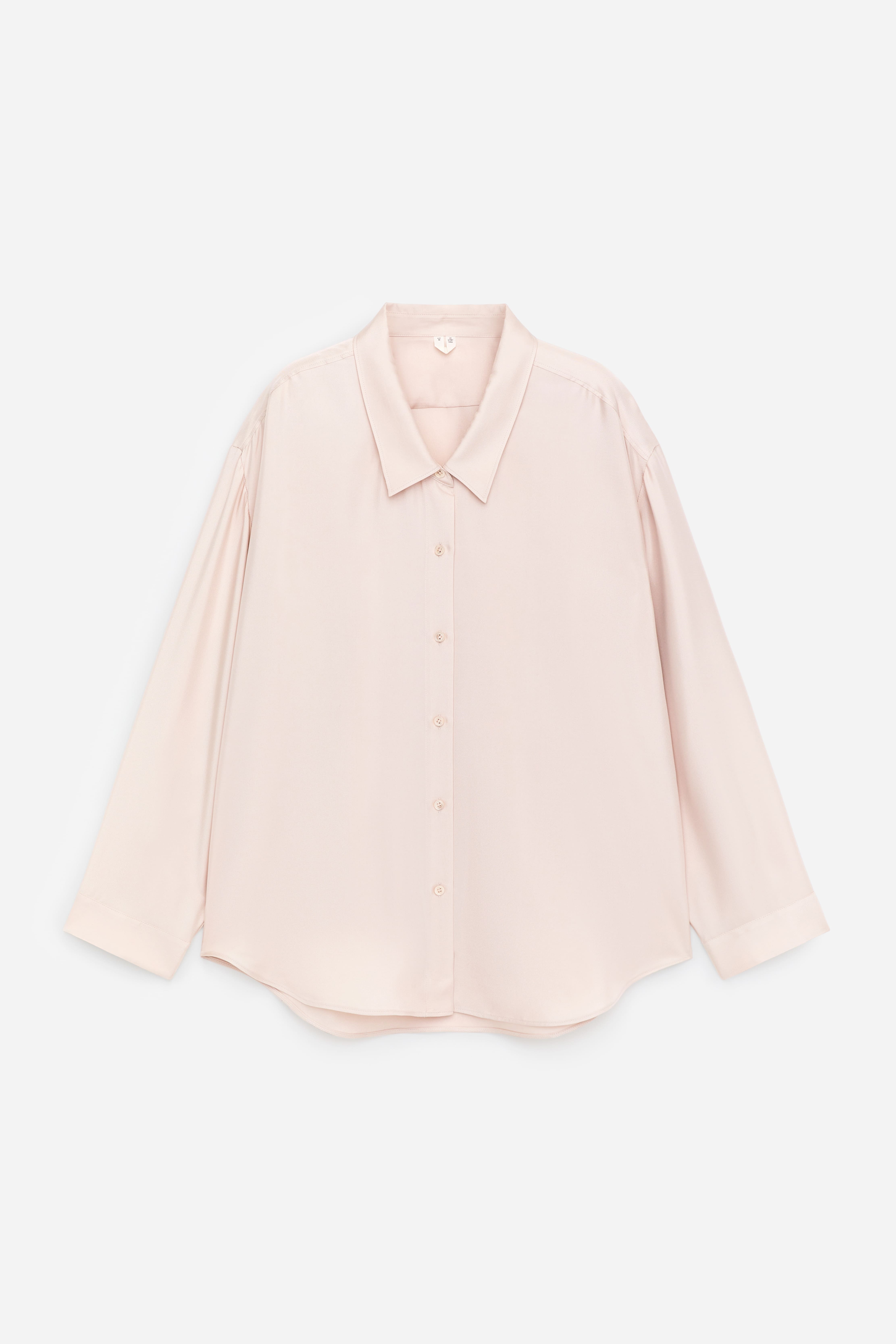 Overhemd van zijden keperstof - Lichtroze/Donkerbruin