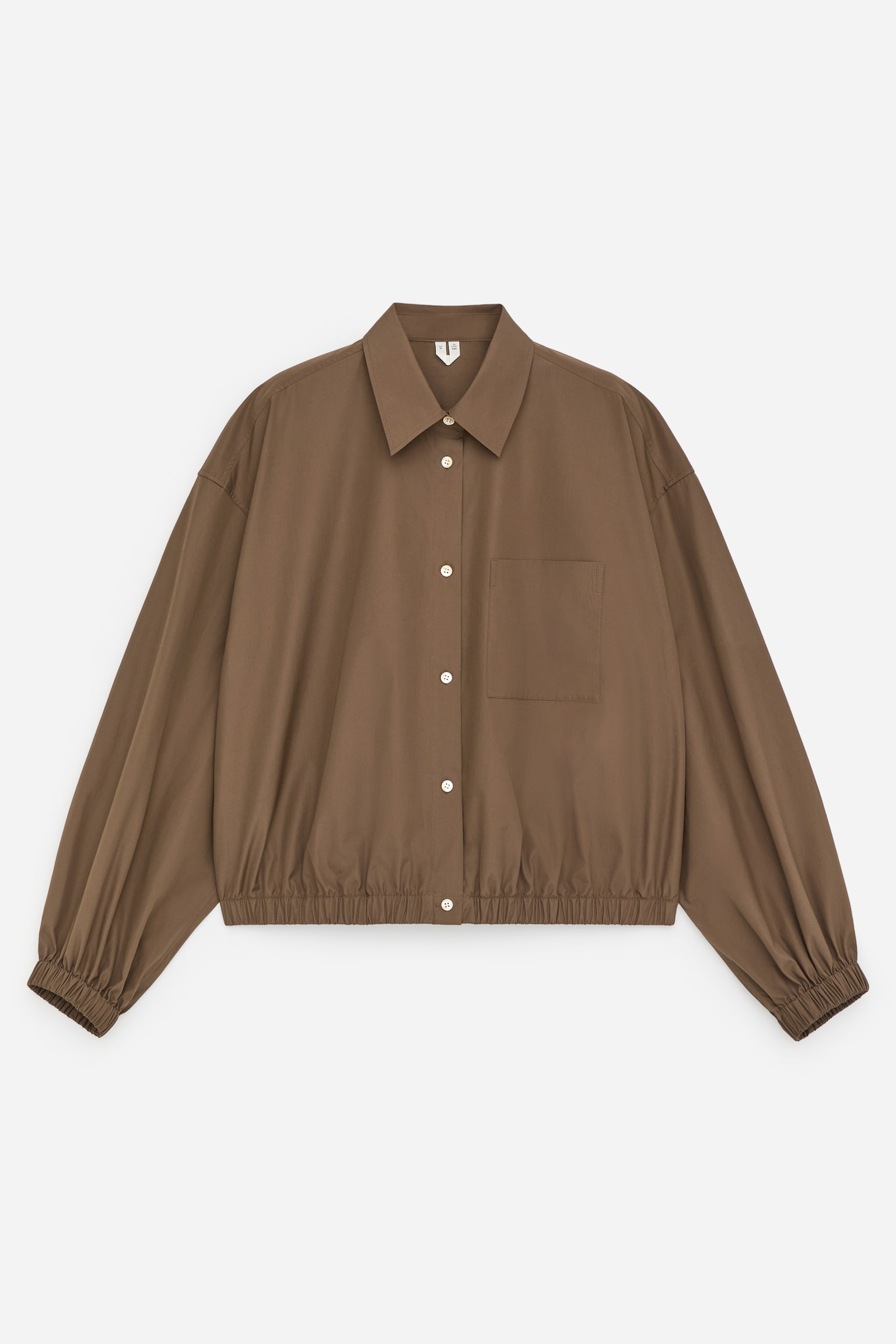 Camicia cropped in cotone - Marrone/Bianco - 2