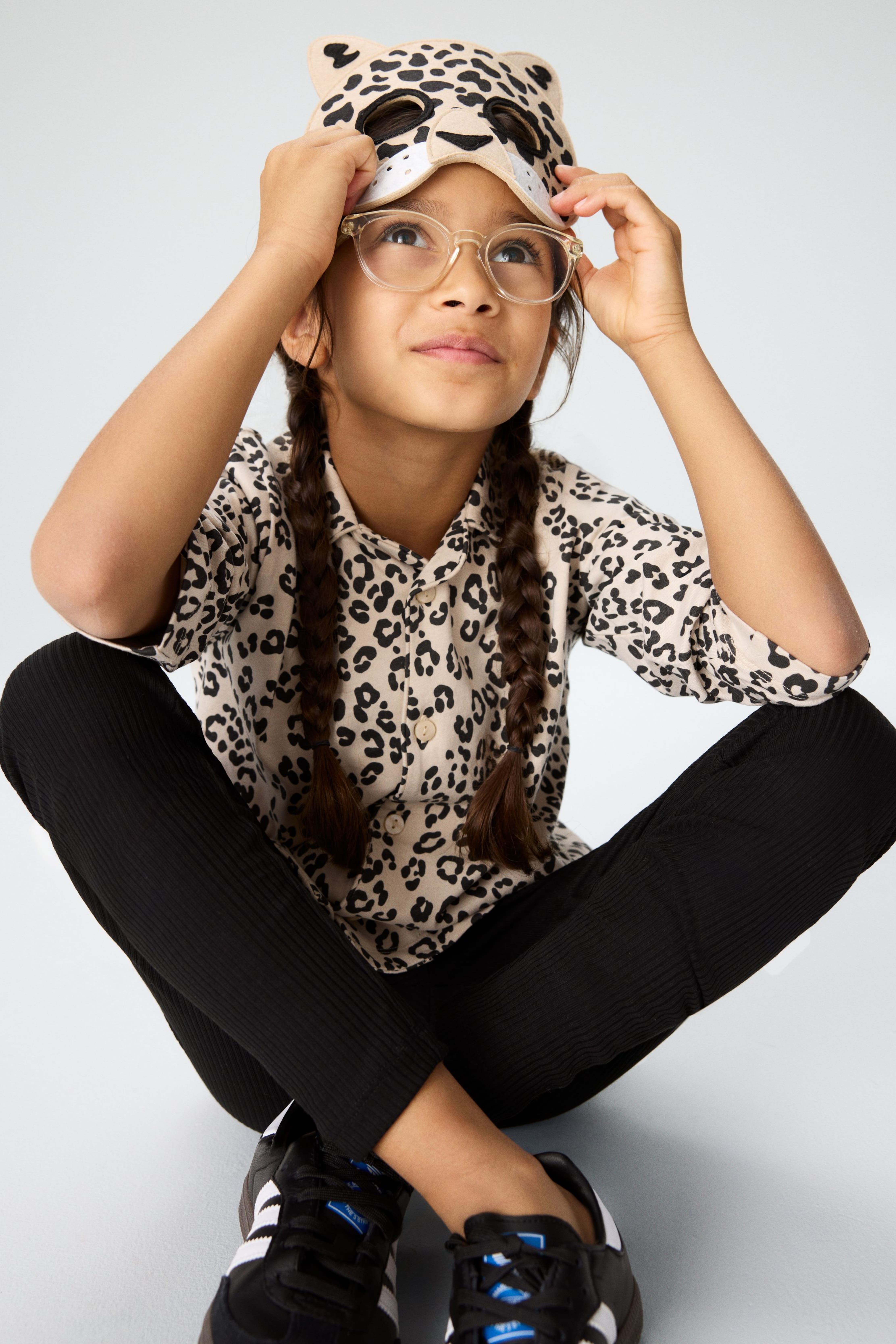 Ensemble pyjama en coton - Beige/Noir/Mauve/Cœurs rouges