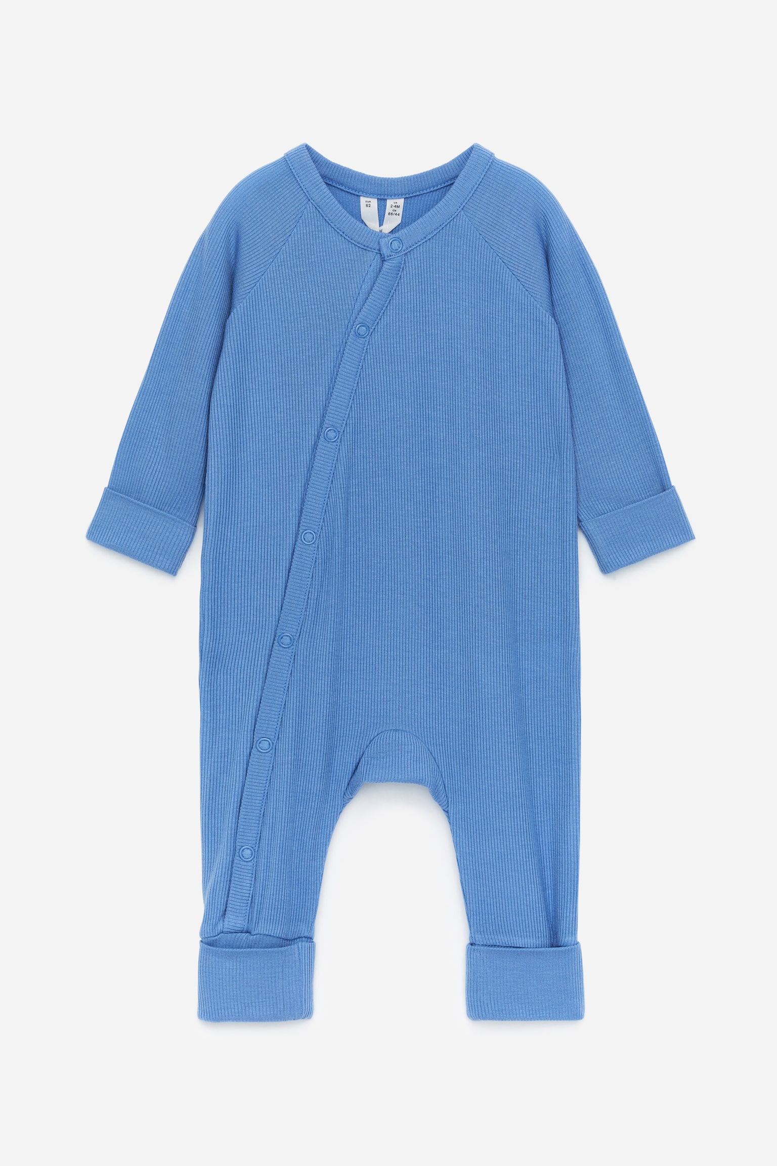 Newborn Smooth Rib Pyjama - Blue/Beige - 1