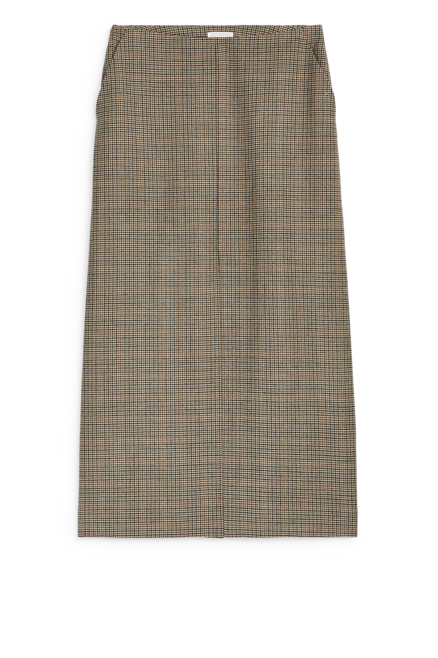 Checked Wool Pencil Skirt - Beige - 2