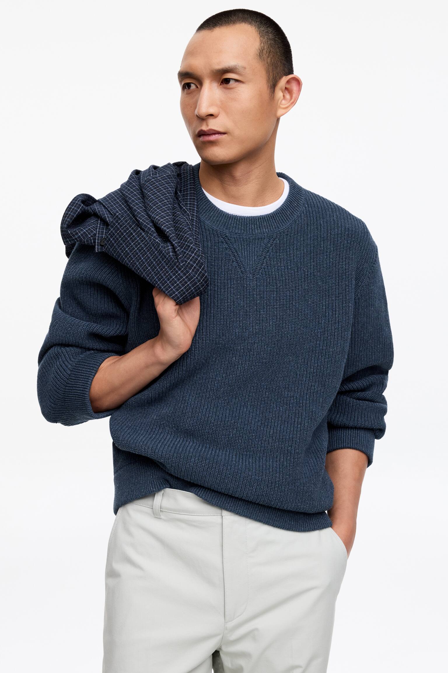 Pullover aus Baumwolle und Leinen - Blau/Rot - 7