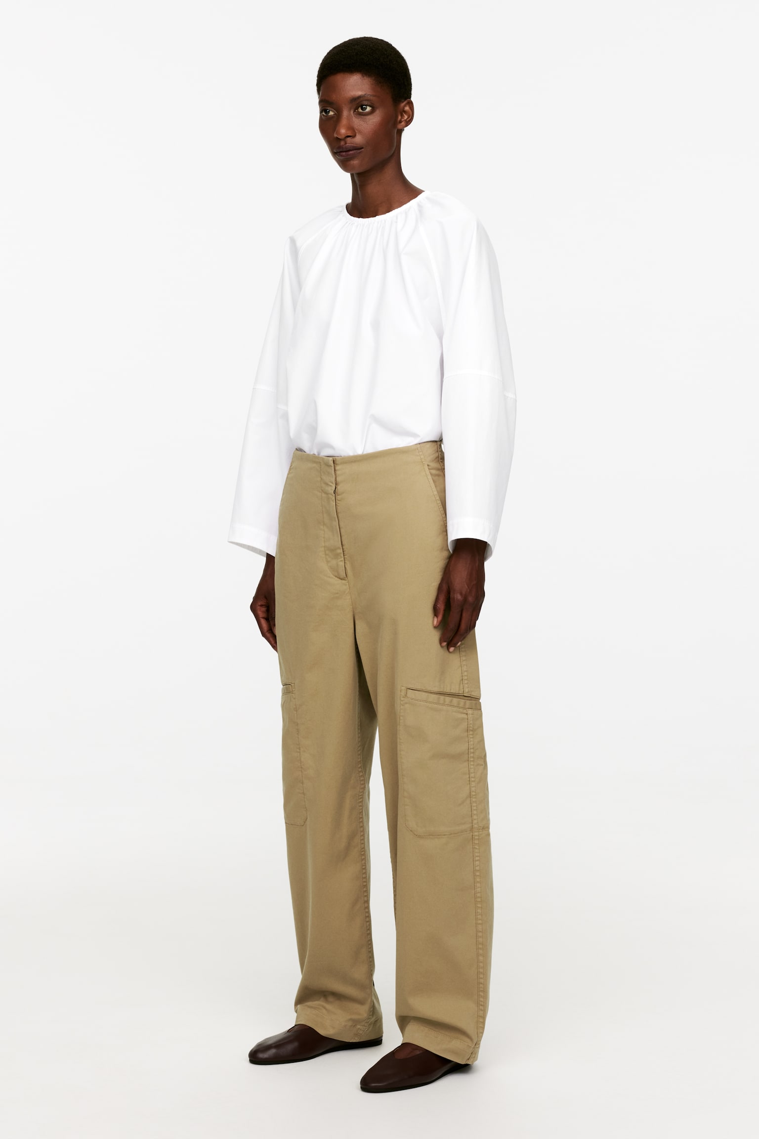 Cotton Trousers - Beige - 5