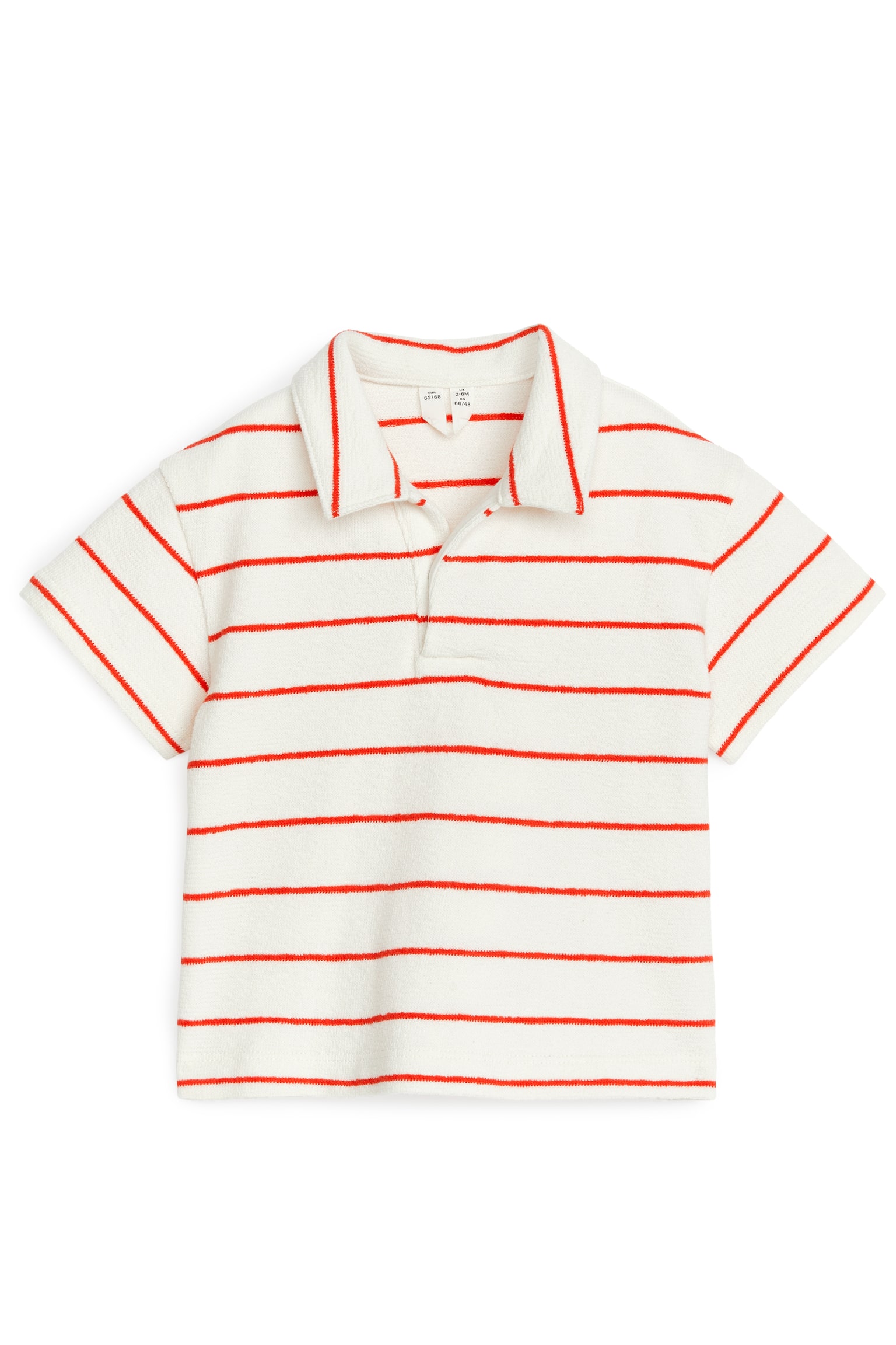 Towelling Polo Shirt - White/Red - 1