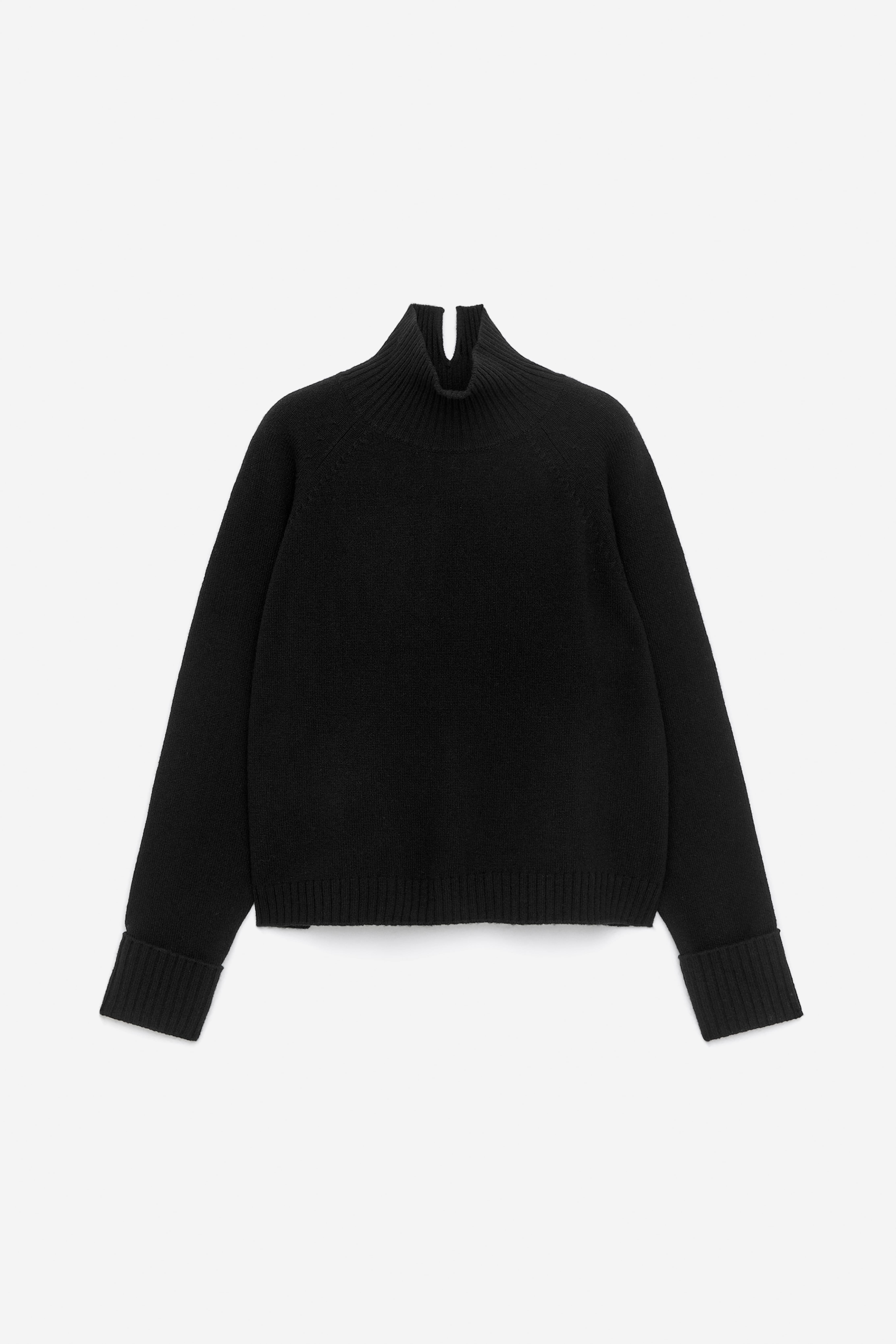 Wollpullover mit Rollkragen - Schwarz/Dunkelgrau meliert