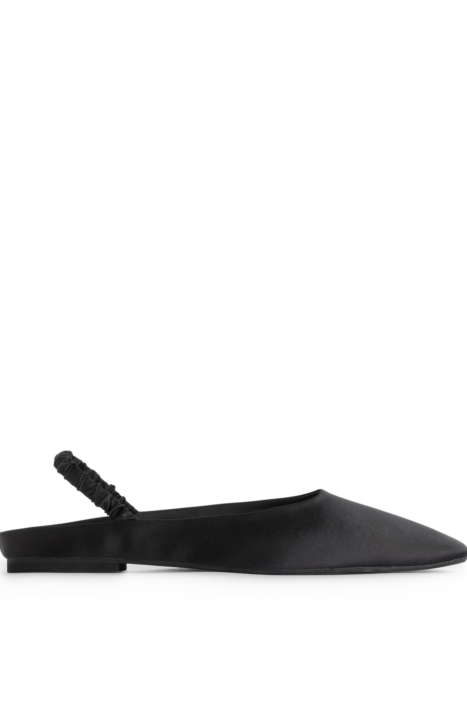 Slingback Satin Flats - Black - 2