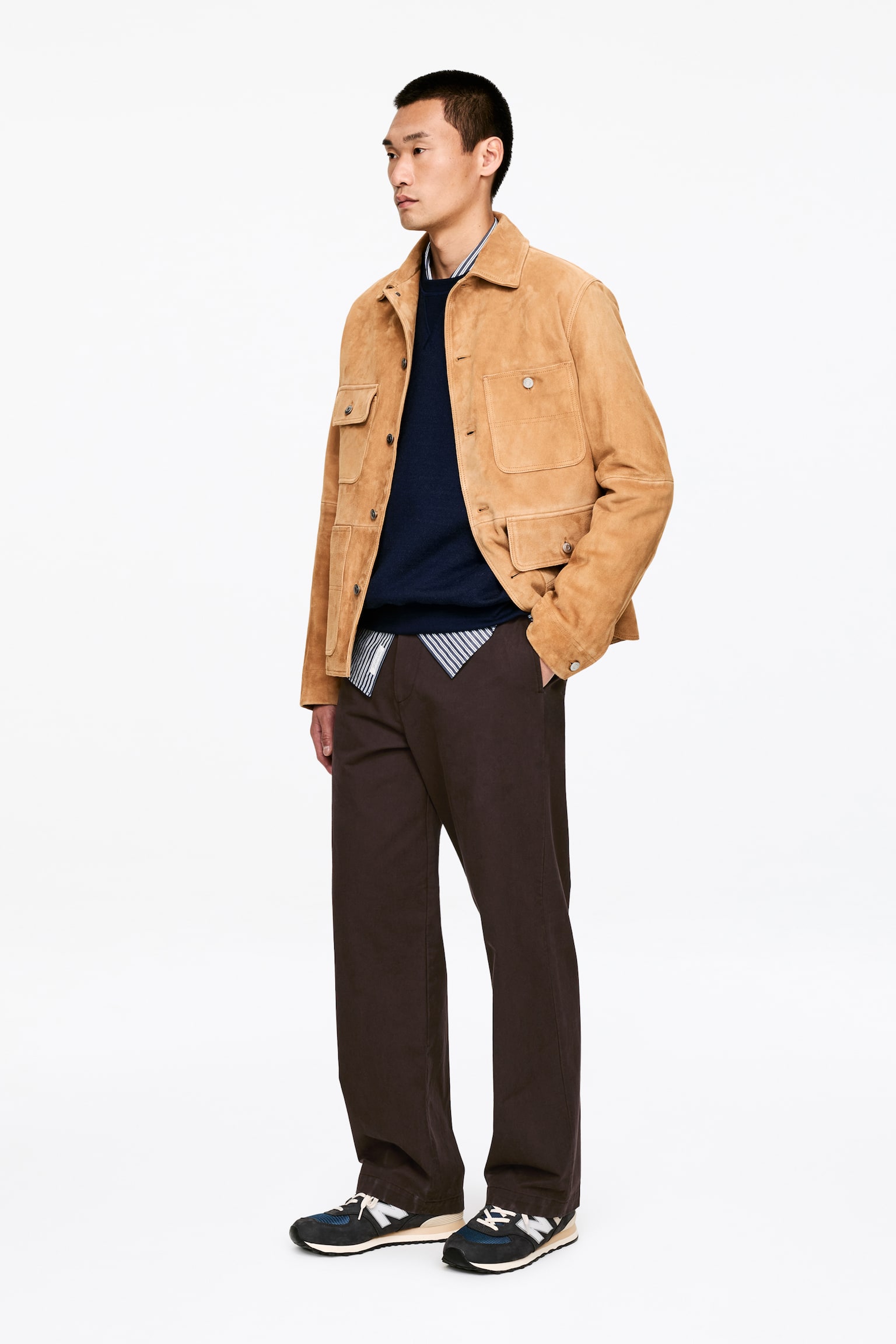 Chino din bumbac lejer - Maro Închis/Bej/Albastru Închis - 5