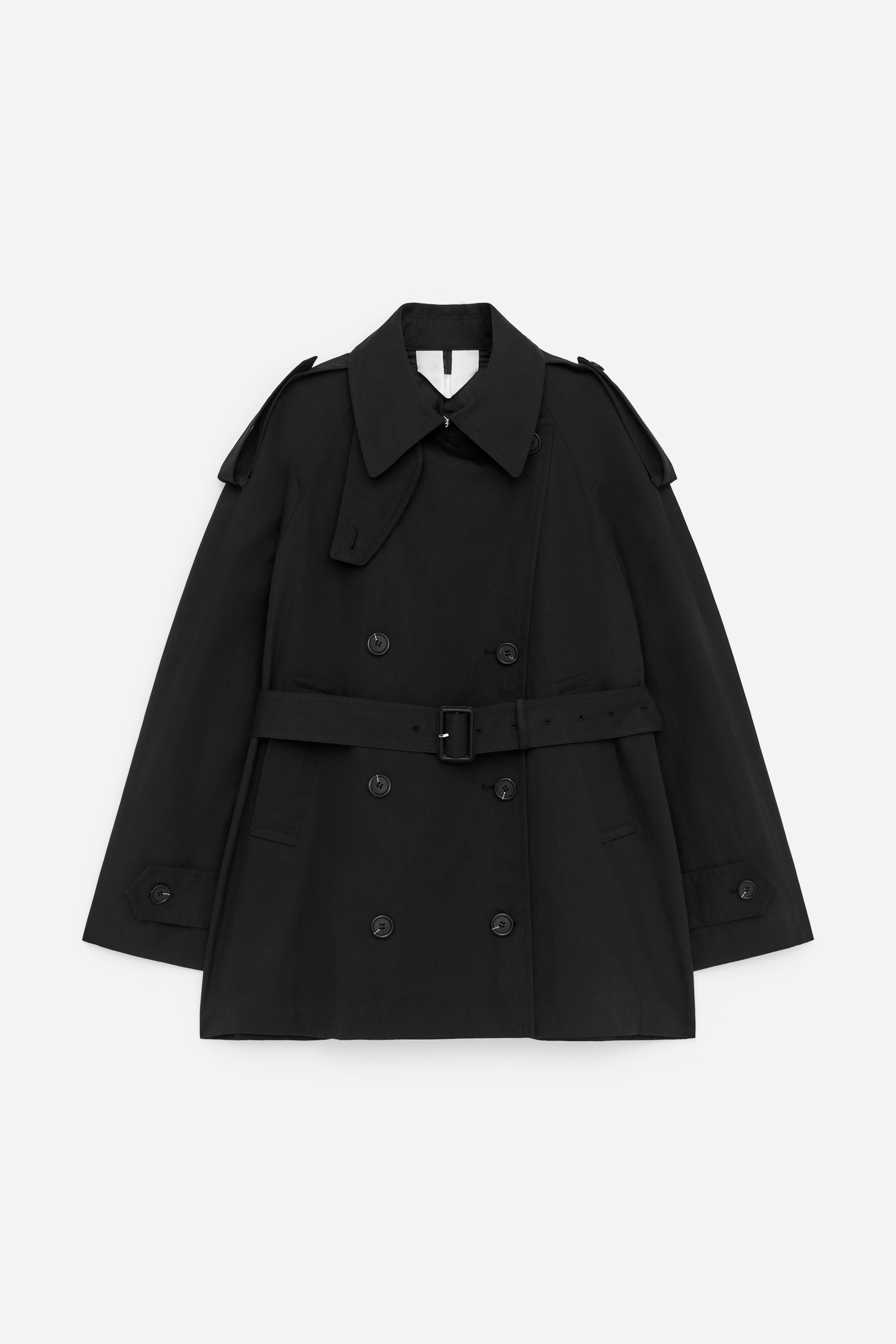 Kurzer Oversize-Trenchcoat - Schwarz