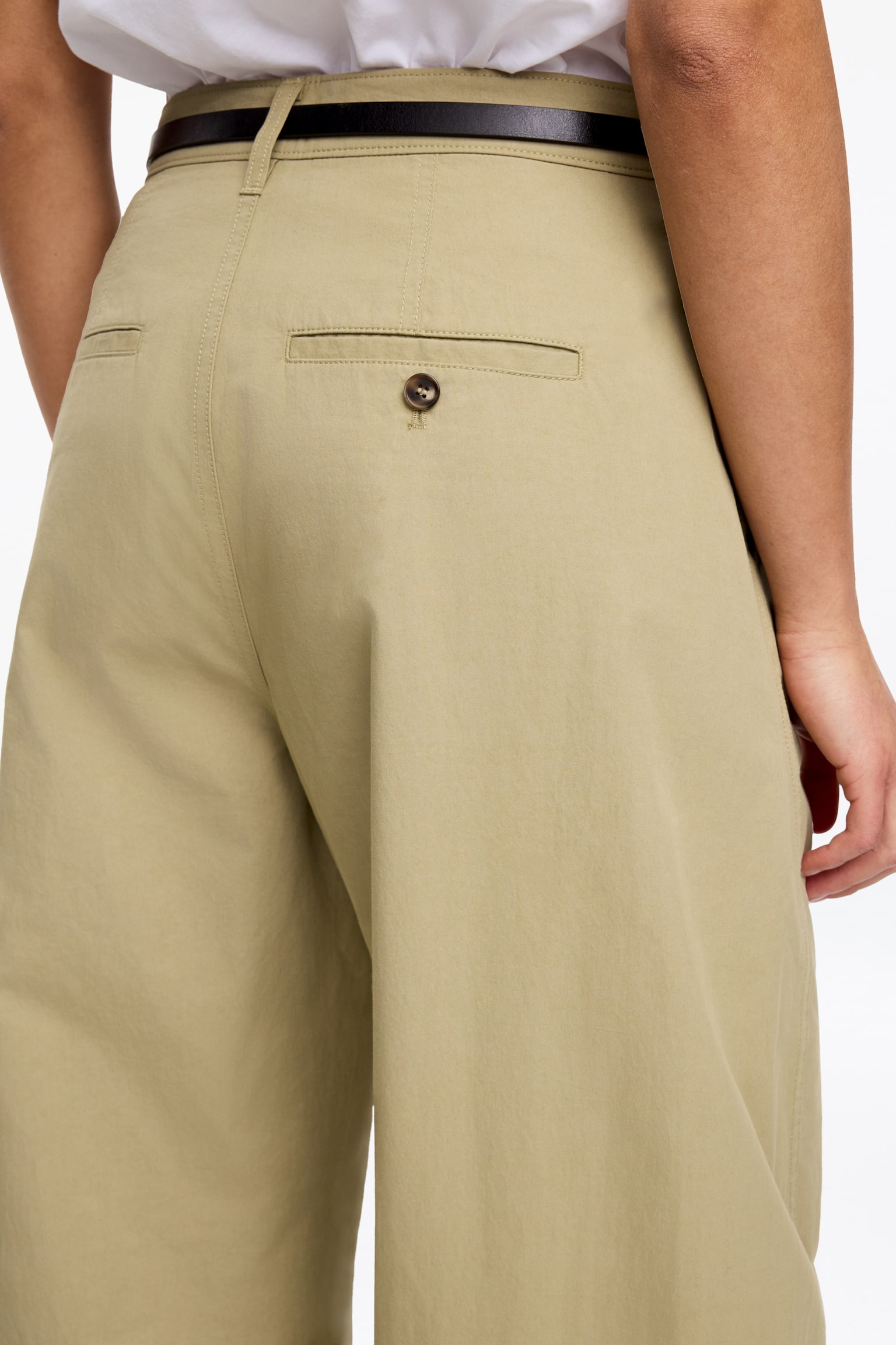 Hose mit Barrel Leg - Beige/Schwarz - 5
