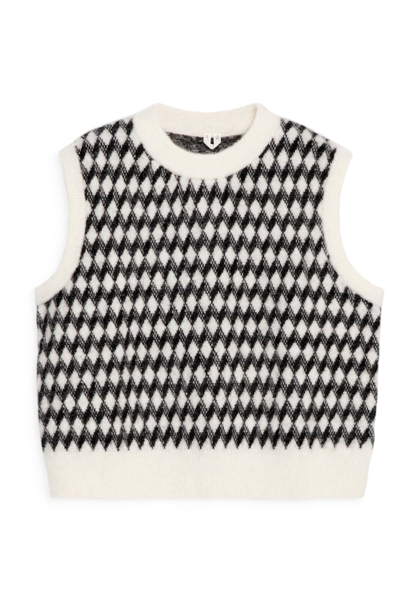 Alpaca-Wool Blend Vest - White/Black/Black - 2