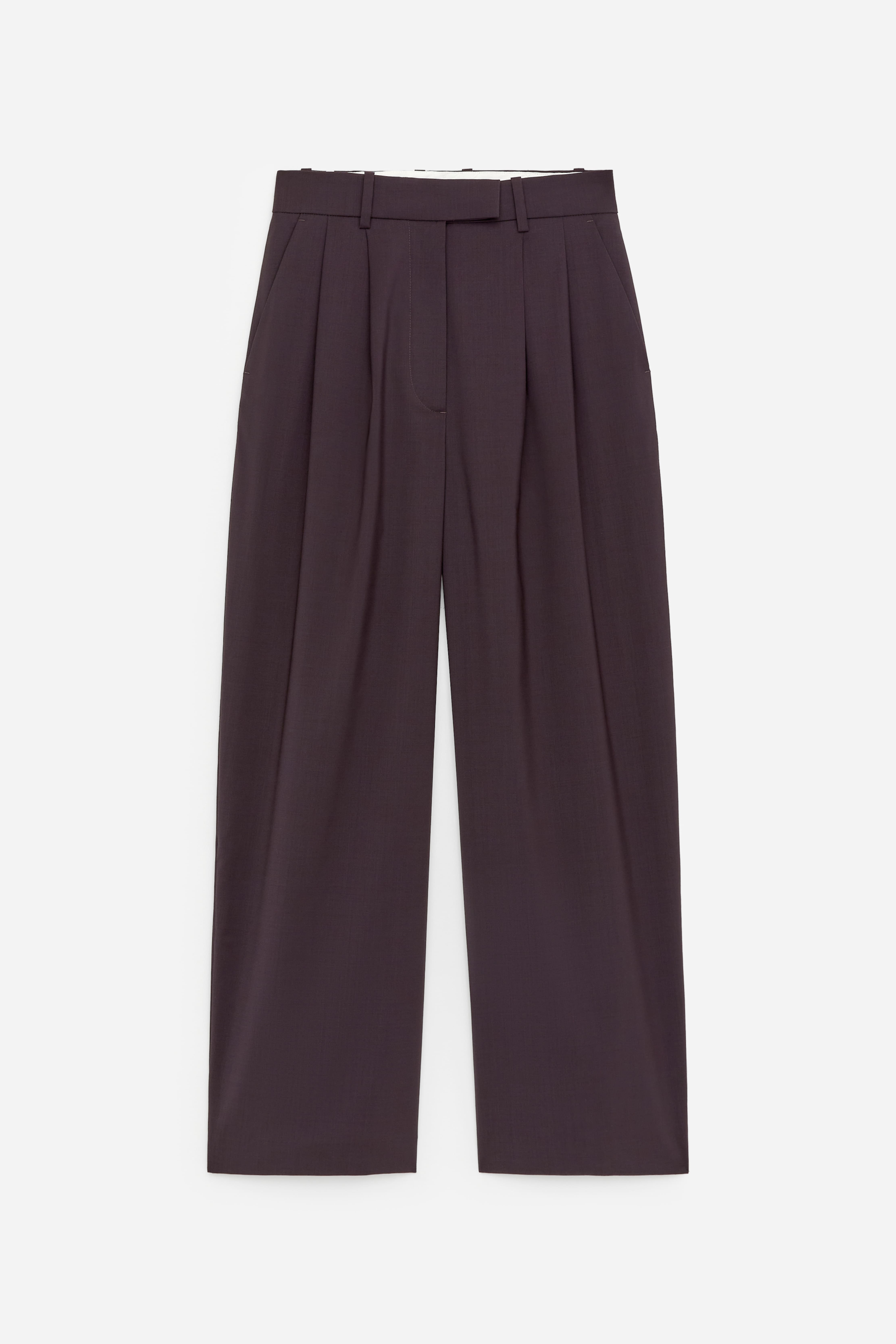 Wide Tailored Trousers - Dark Brown/Black