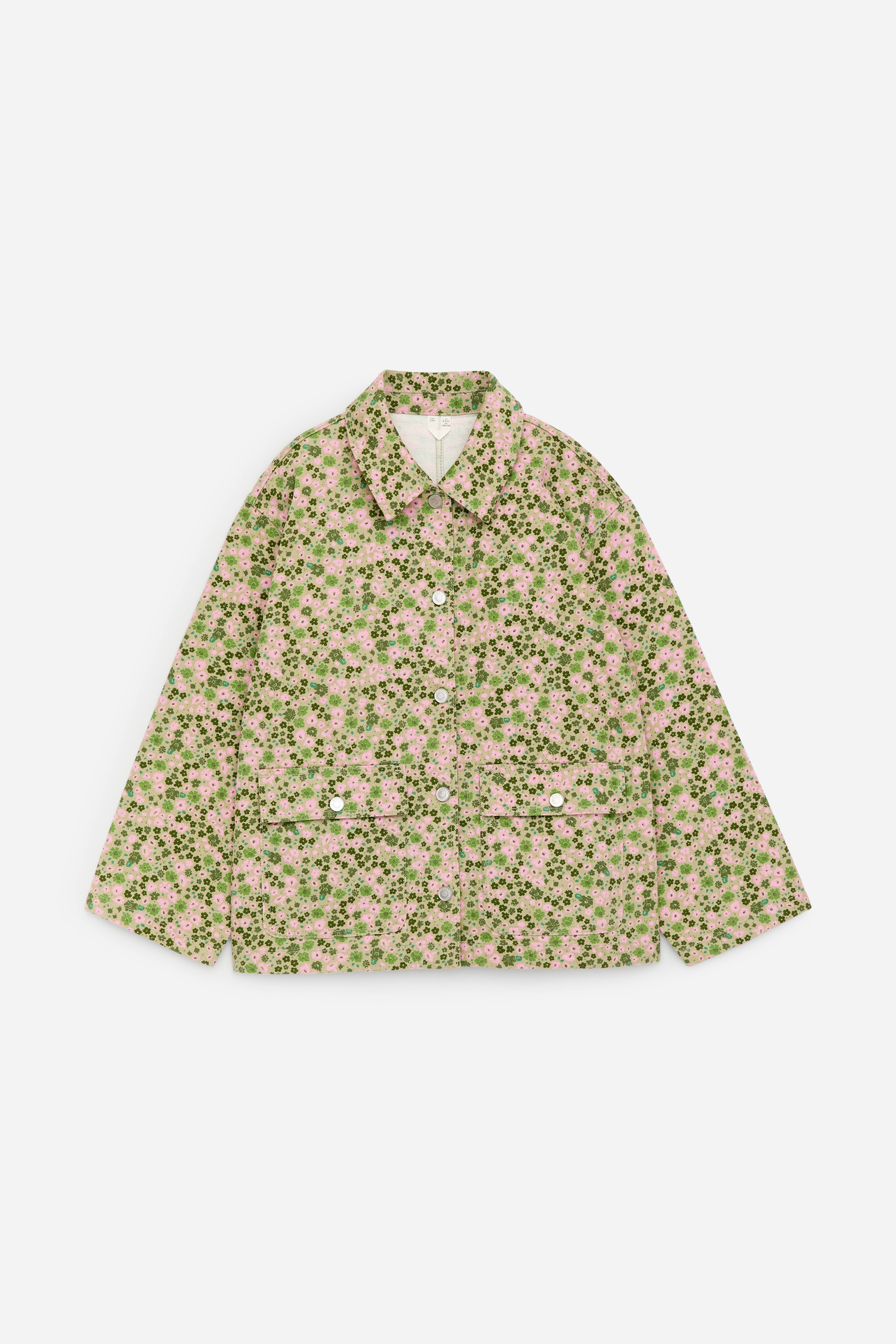 Jeansjacke in A-Linie - Grün/Rosa