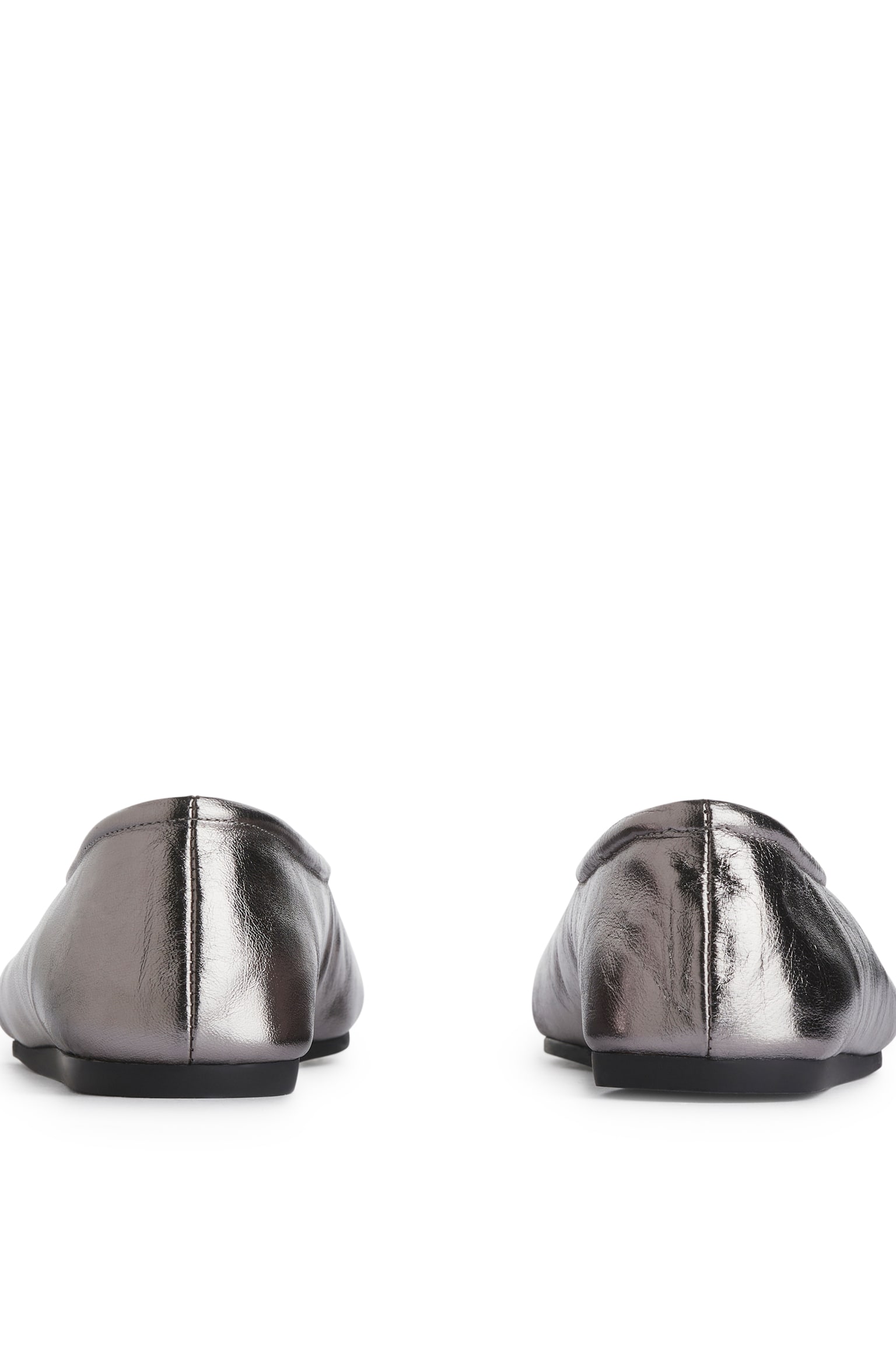 Leather Ballerinas - Silver - 2