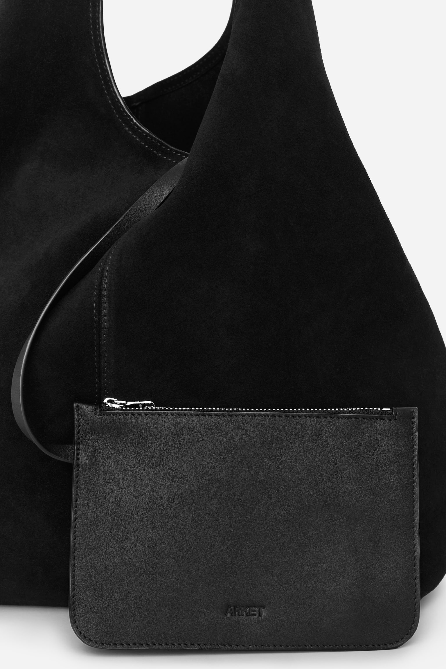 Weiche Veloursledertasche - Schwarz - 7