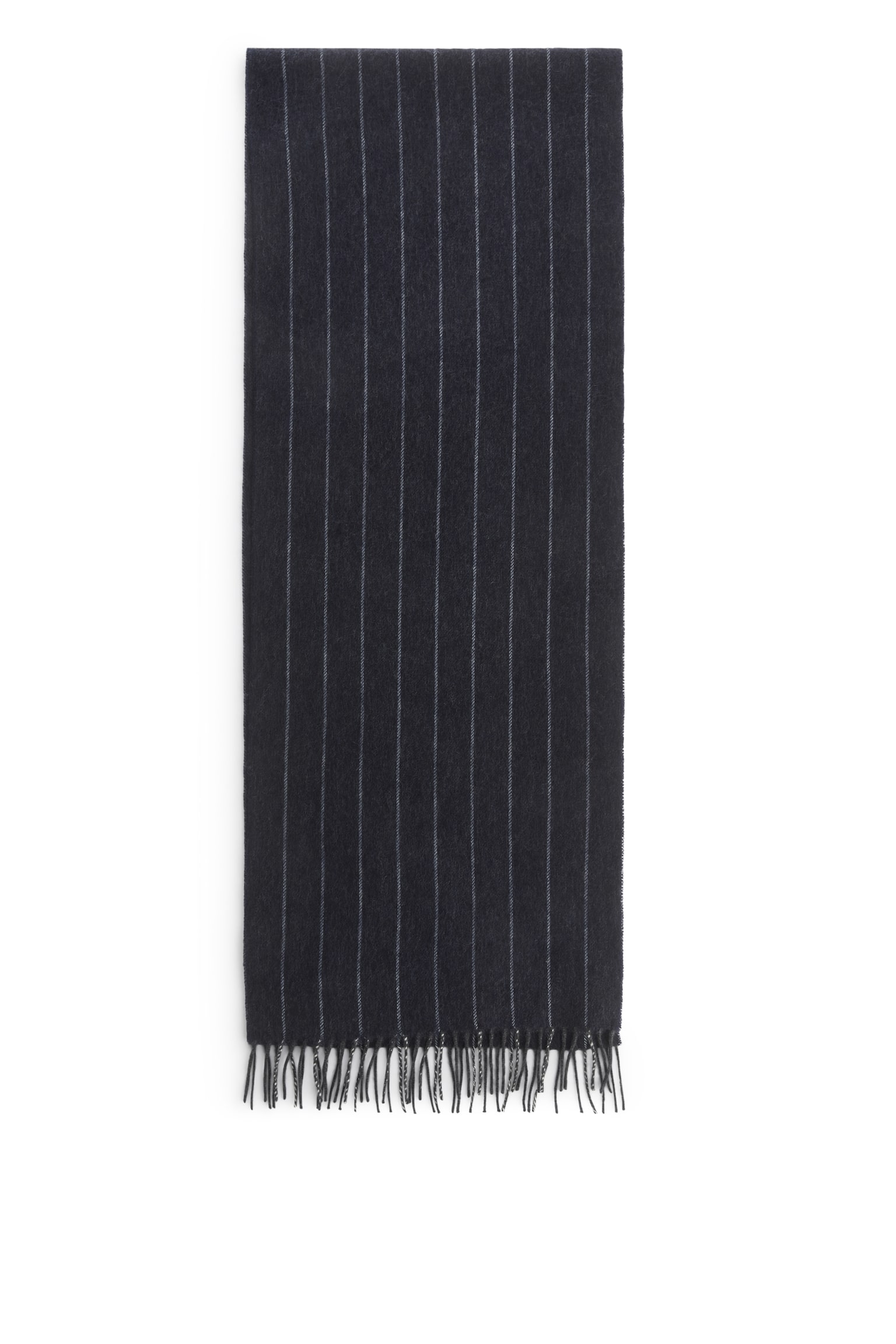 Wool Cashmere Scarf - Dark Blue/Striped - 2