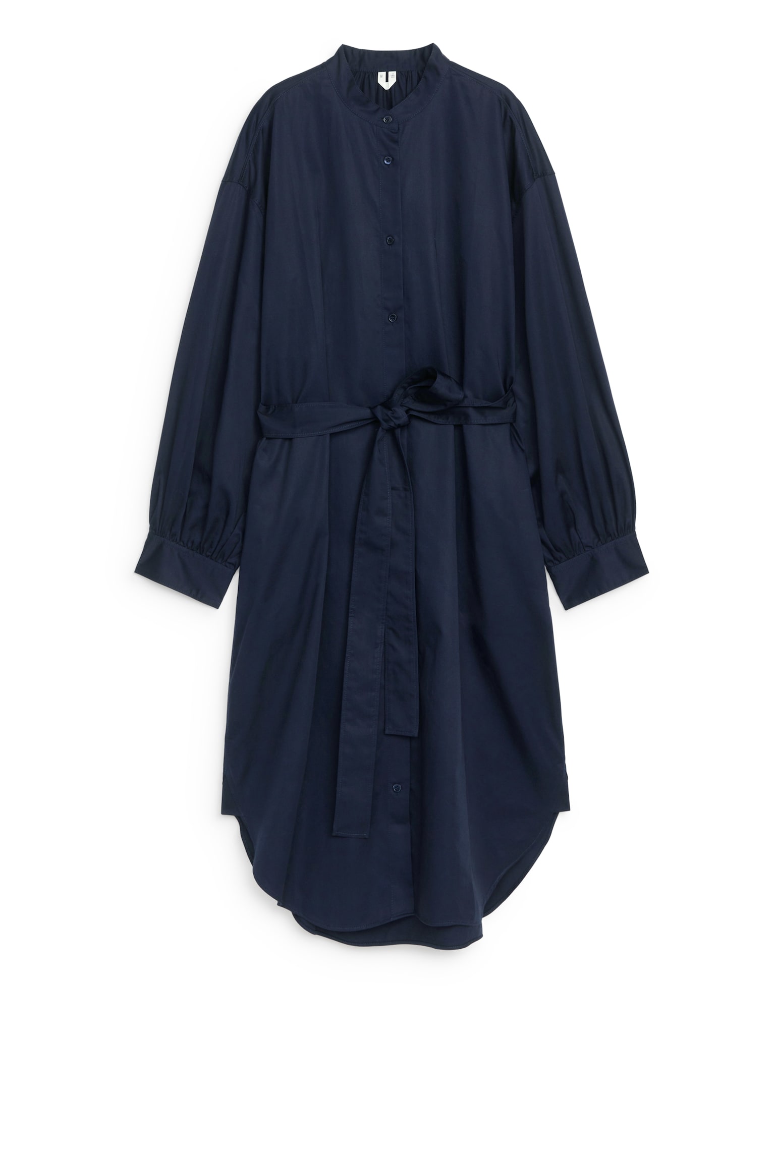 Belted Shirt Dress - Dark Blue - 2