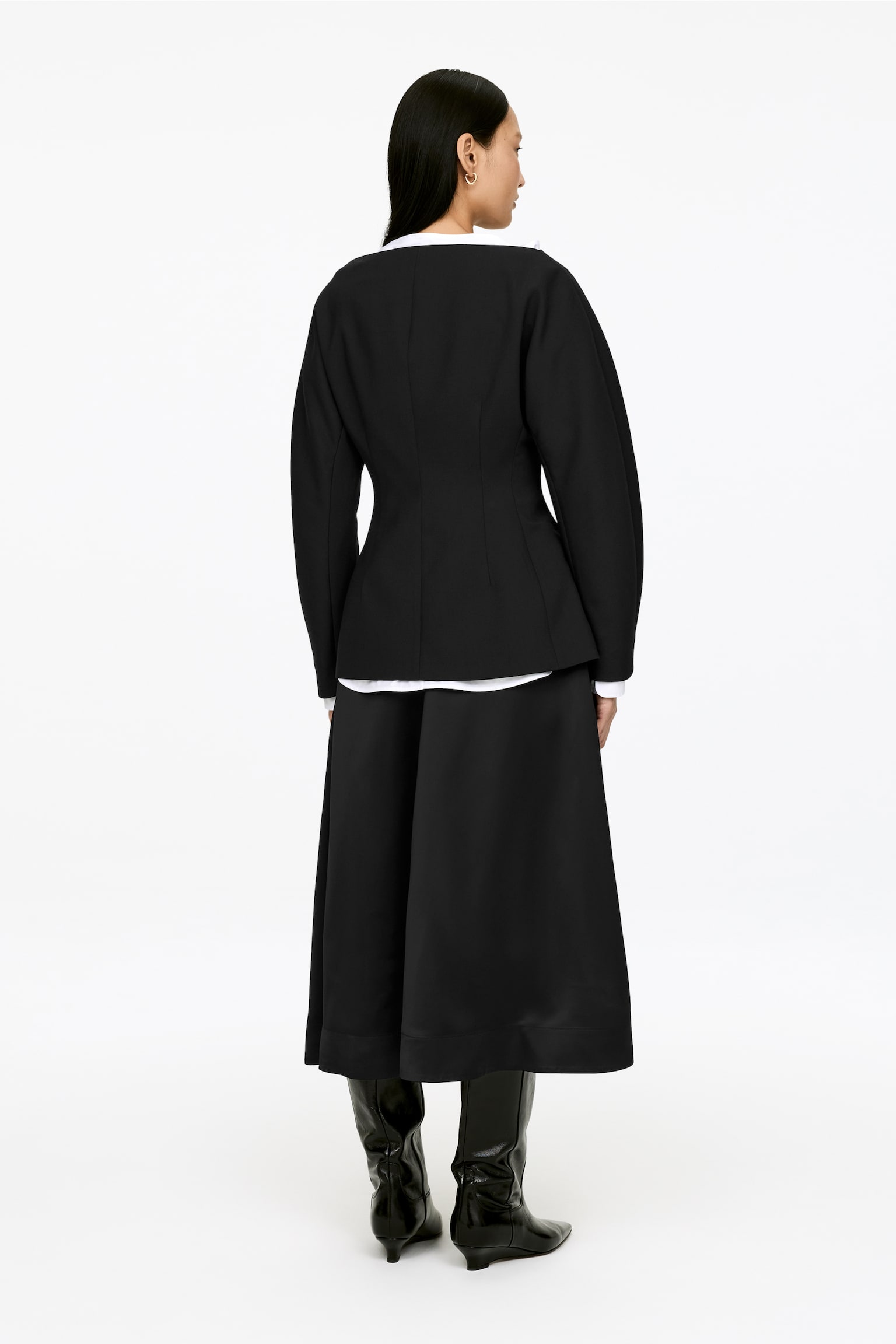 Blazer mit weitem Ausschnitt - Schwarz/Beige - 6