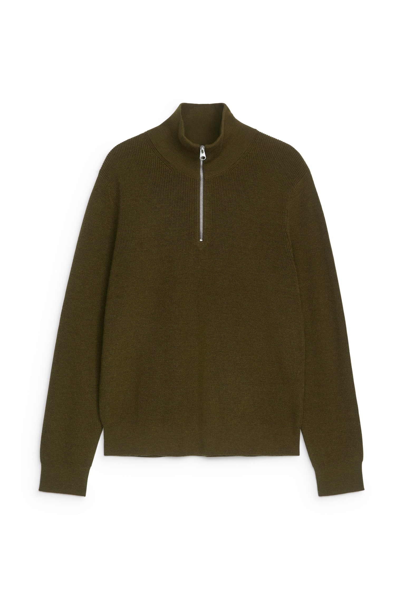 Wool & Cotton Half Zip Jumper - Dark Green/Dark Blue/Dark Green - 2