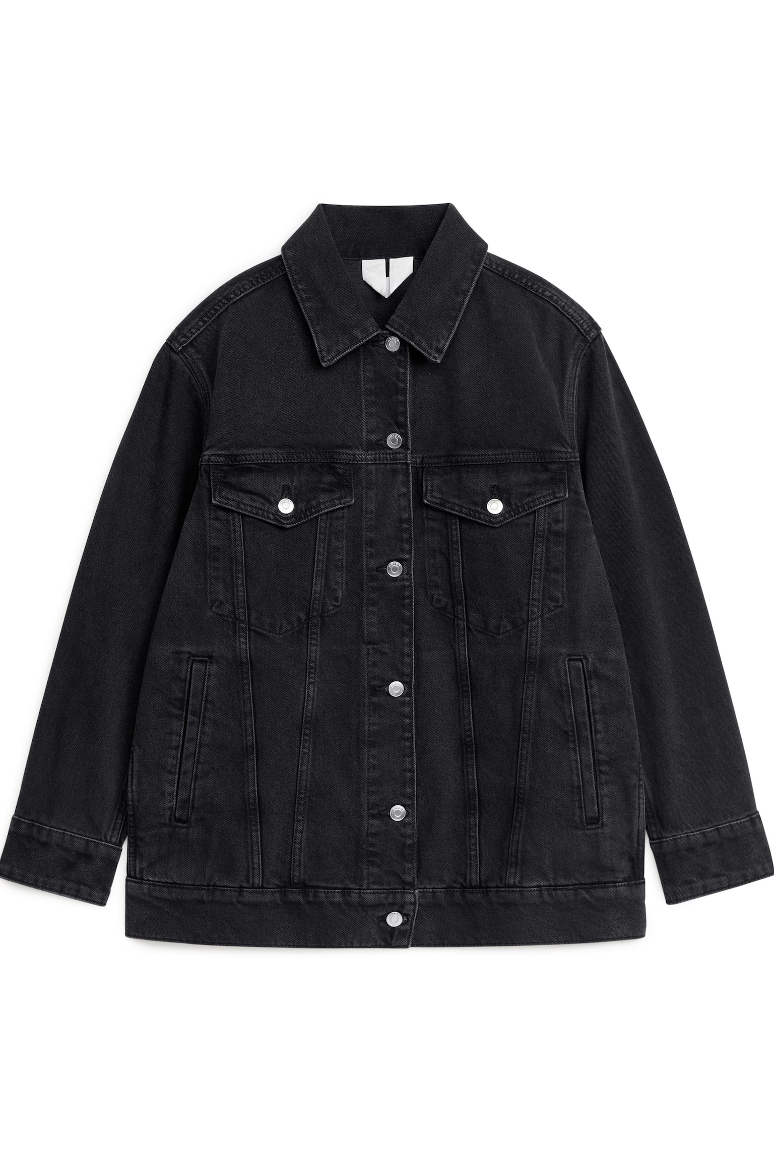 Oversized Denim Jacket - Black - 1