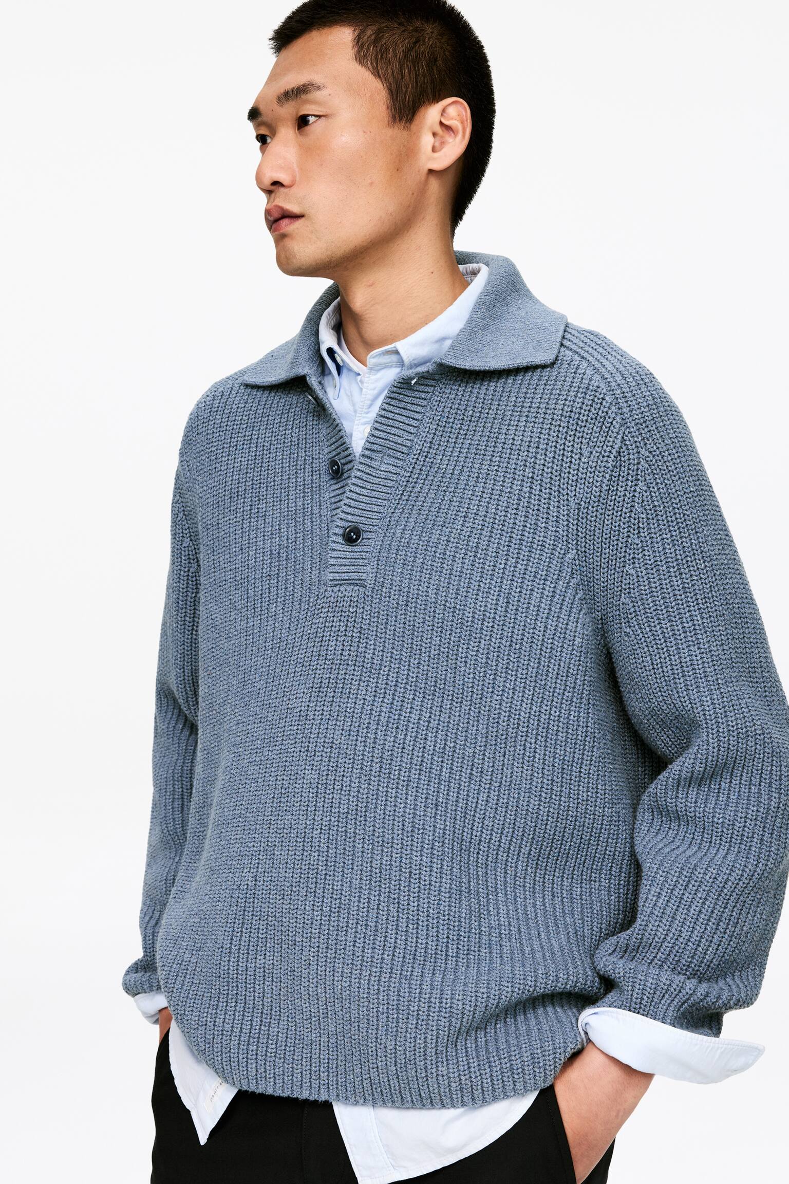 Polo Gros din Amestec de Bumbac - Albastru - 5