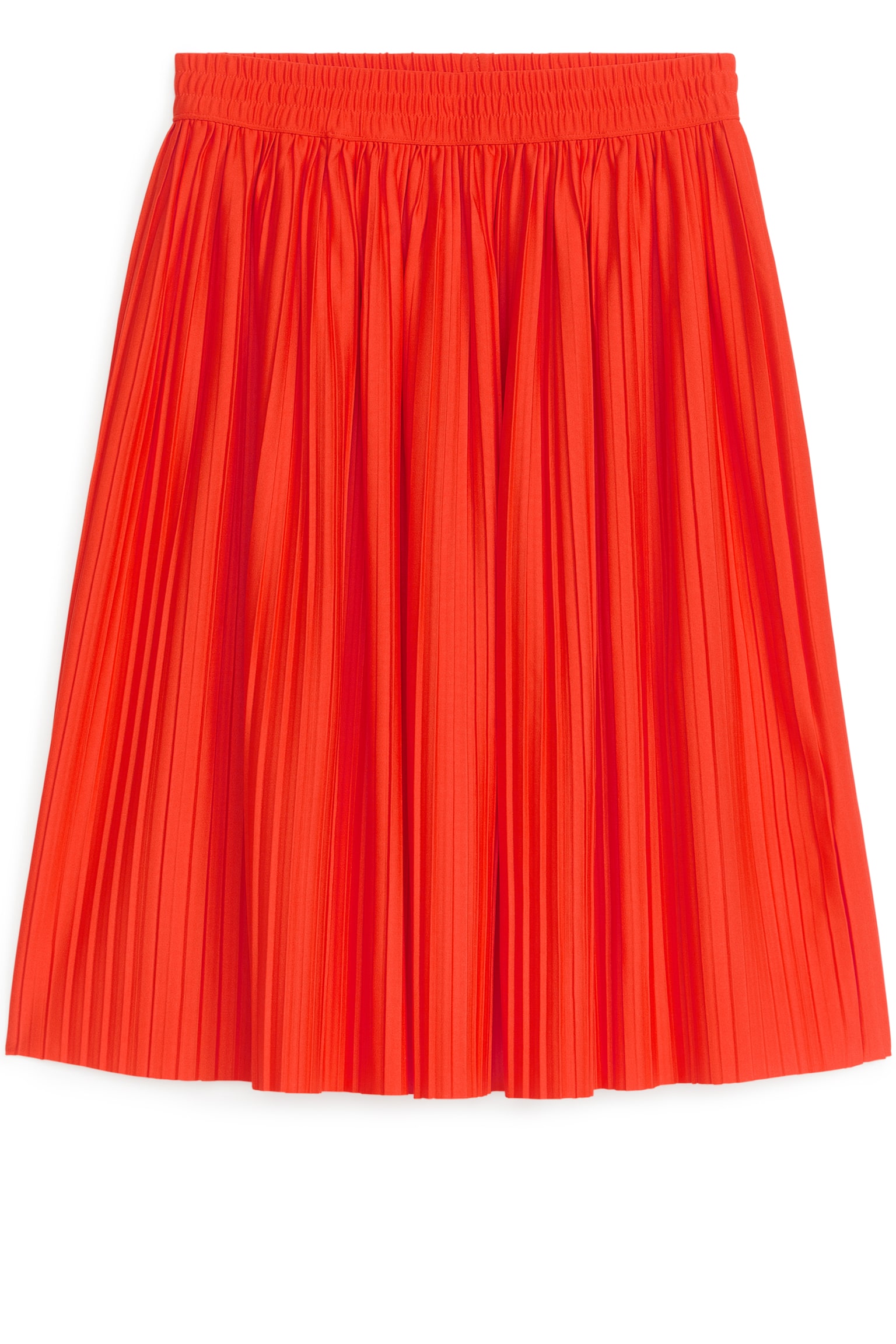 Pleated Midi Skirt - Bright Red - 1