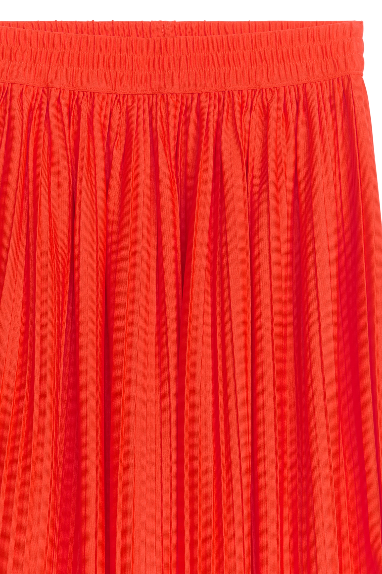 Pleated Midi Skirt - Bright Red - 2