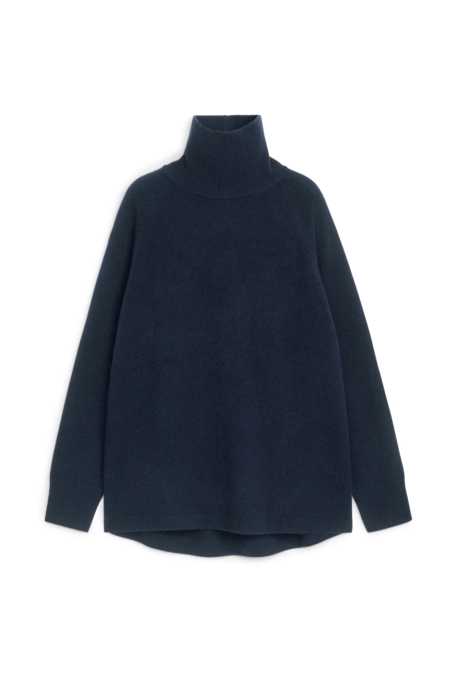 Roll-Neck Cashmere-Wool Jumper - Dark Blue/Beige - 2