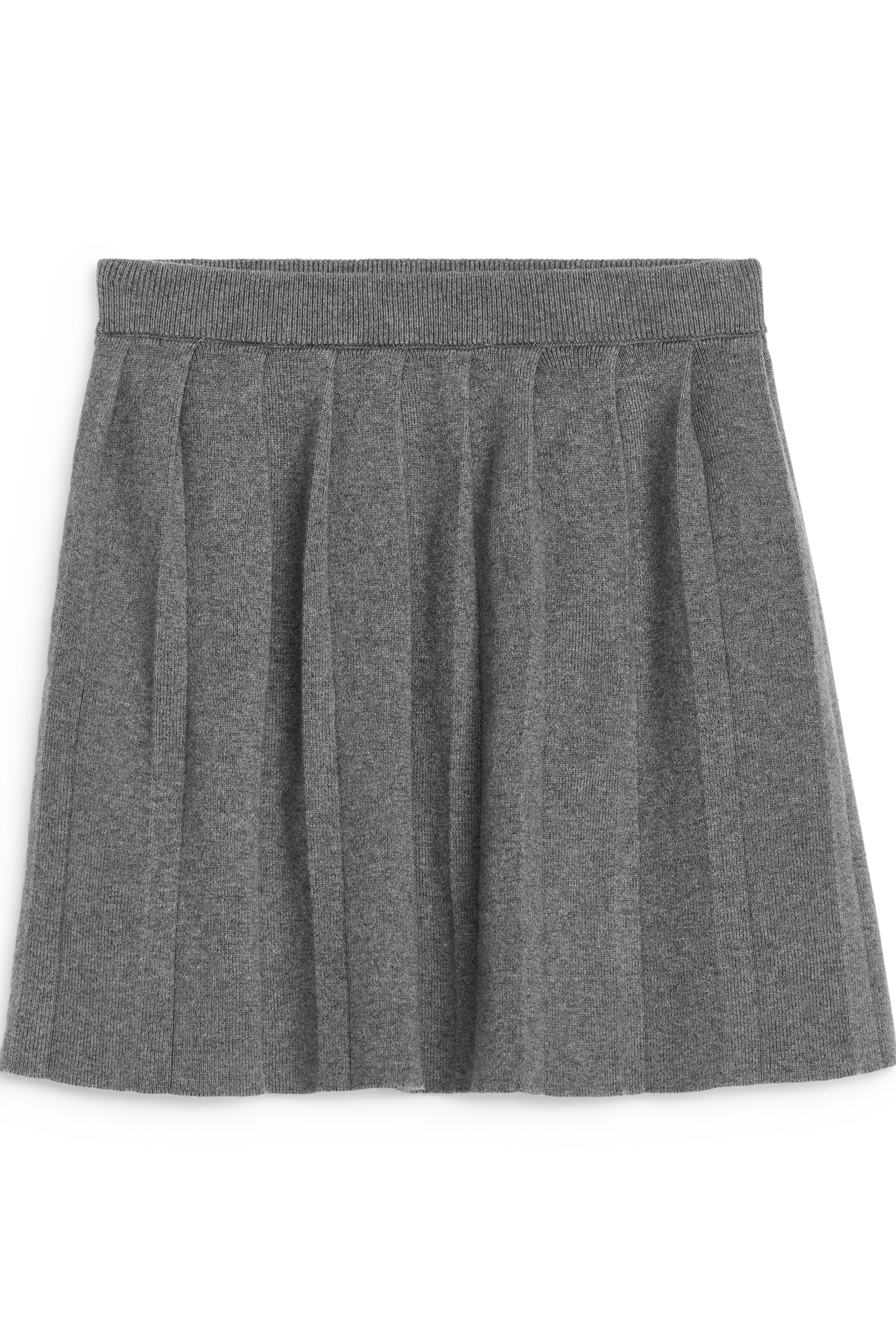 Pleated Knit Skirt - Grey - 1