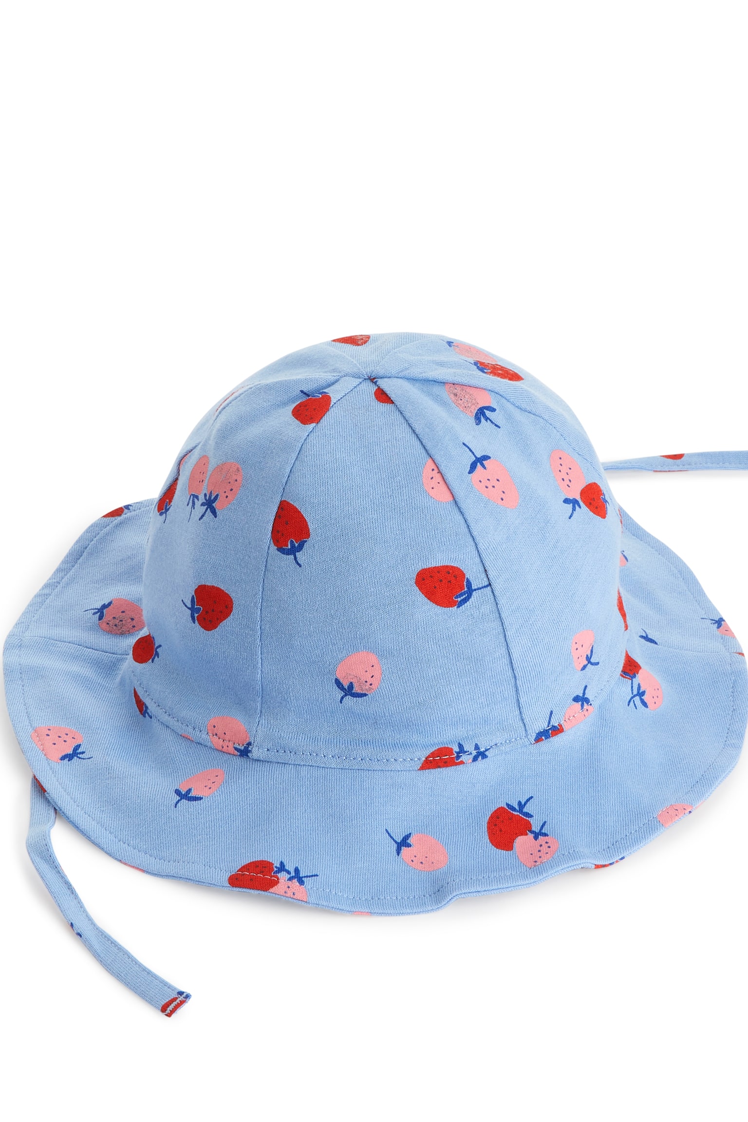 Cotton Sun Hat - Light Blue/Strawberries - 1