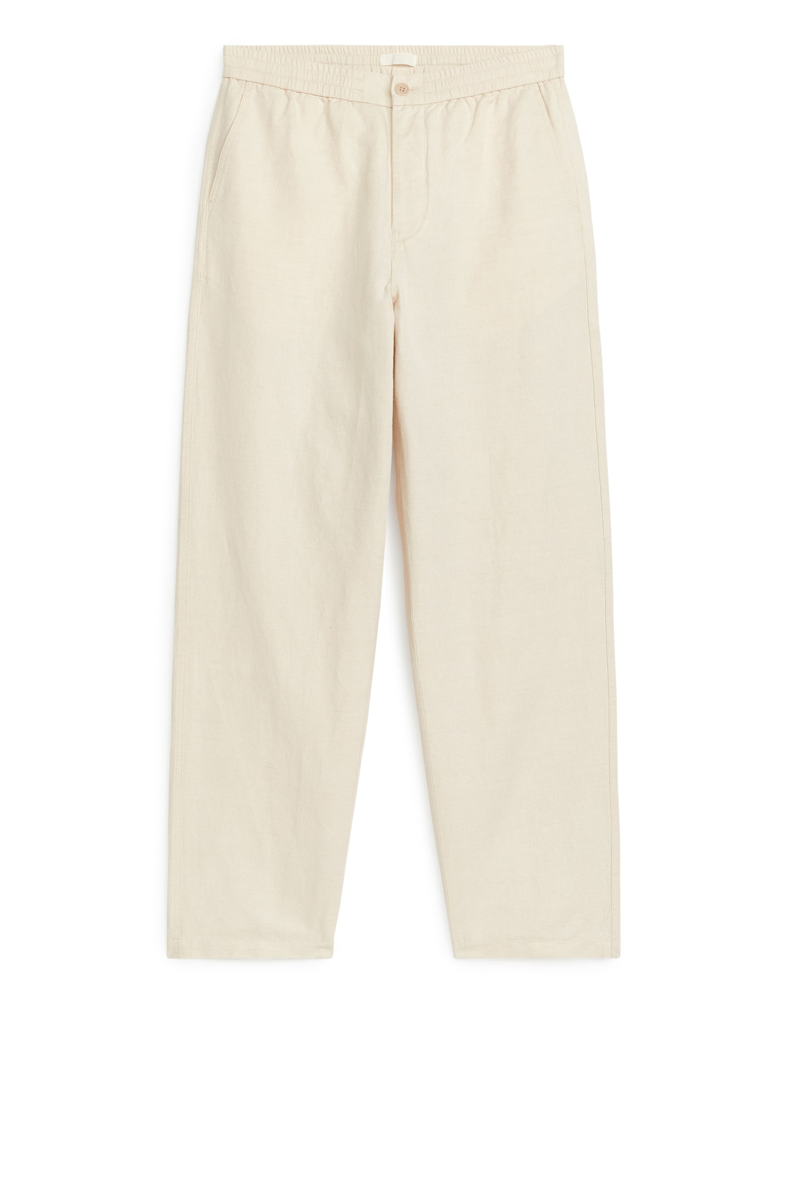 Linen Drawstring Trousers - Light Beige/Light Grey - 2