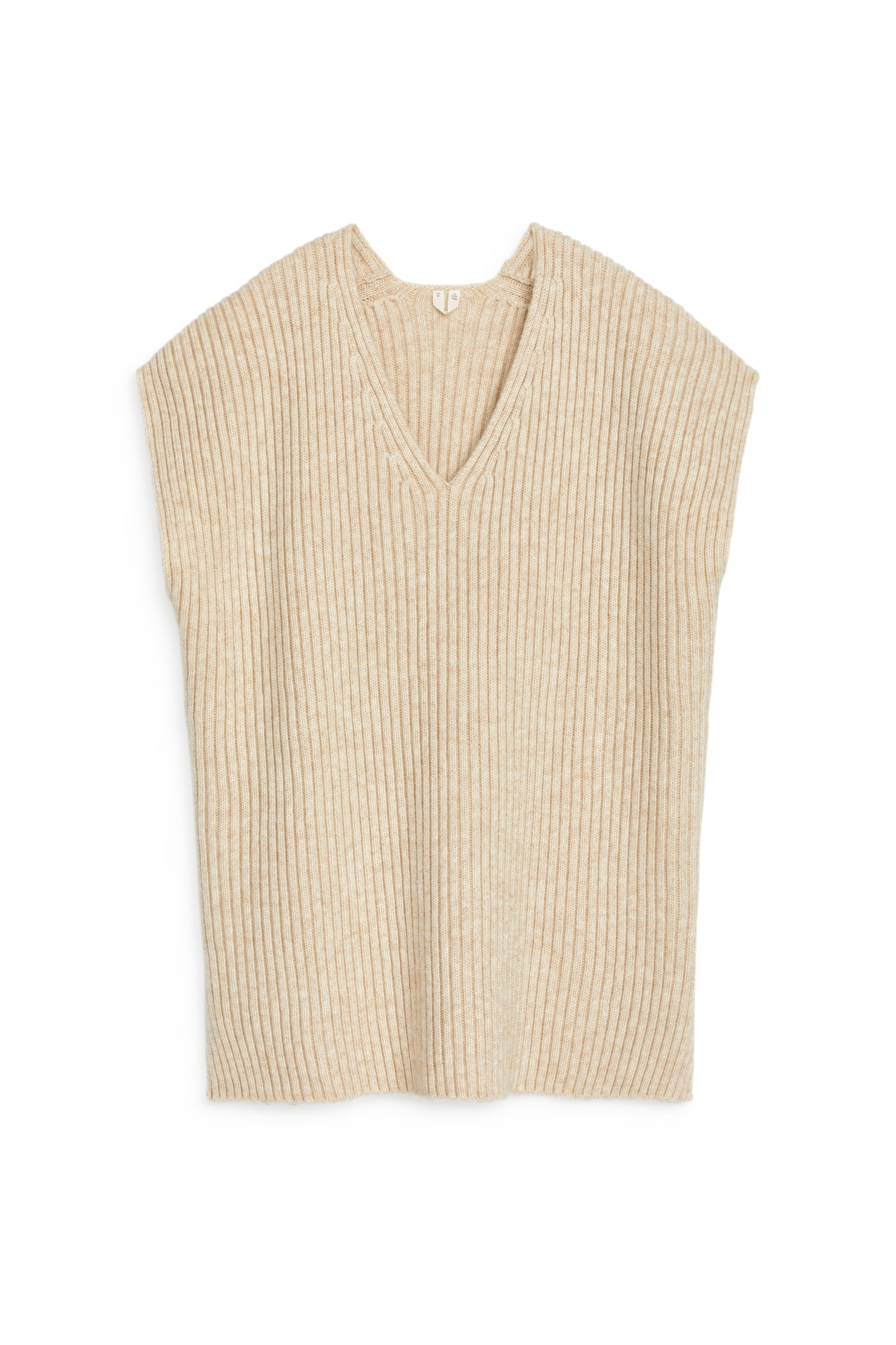 Relaxed Rib-Knit Vest - Light Beige - 2