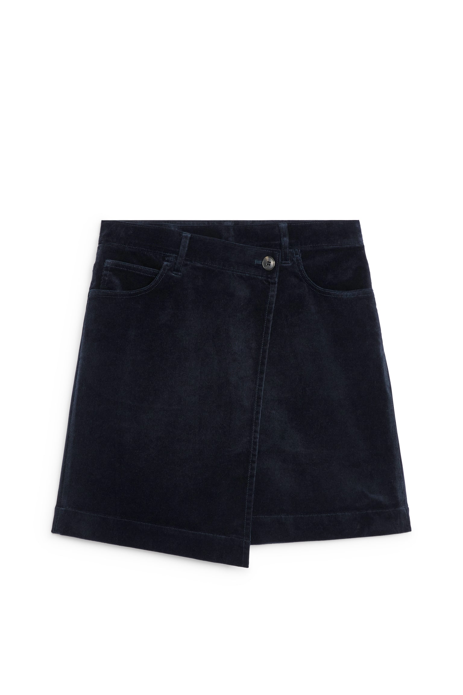 Corduroy Wrap Skirt - Dark Blue