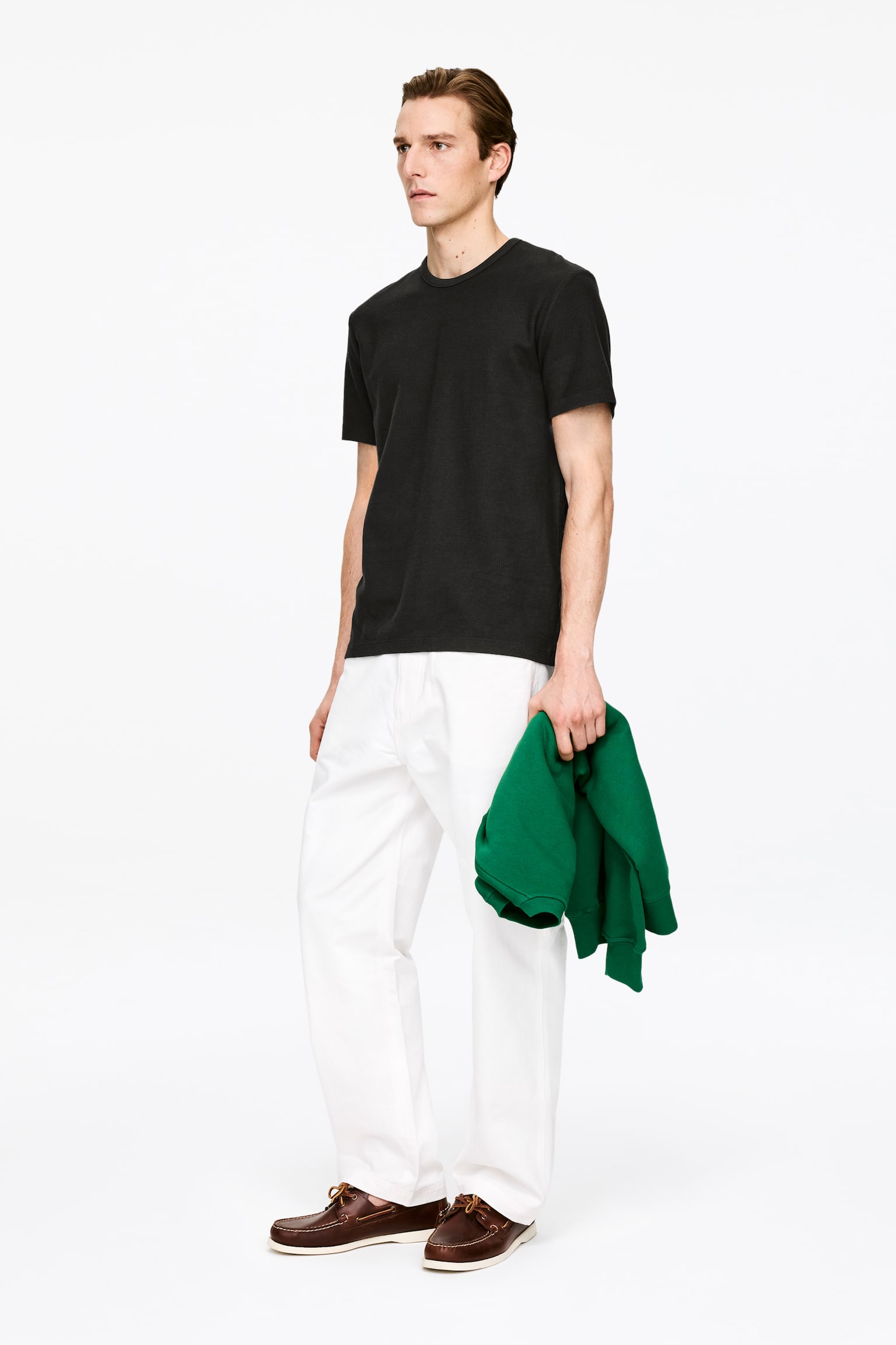 Εφαρμοστό Βαμβακερό T-Shirt - Μαύρο/Grey - 5