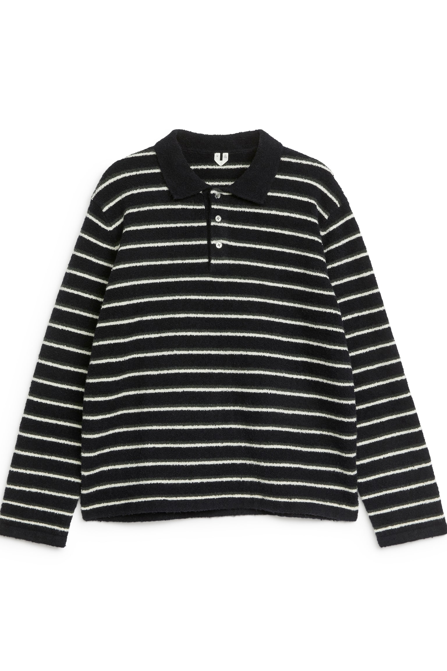 Knitted Polo Shirt - Dark Blue/Off White/Dark Blue/Off White - 1