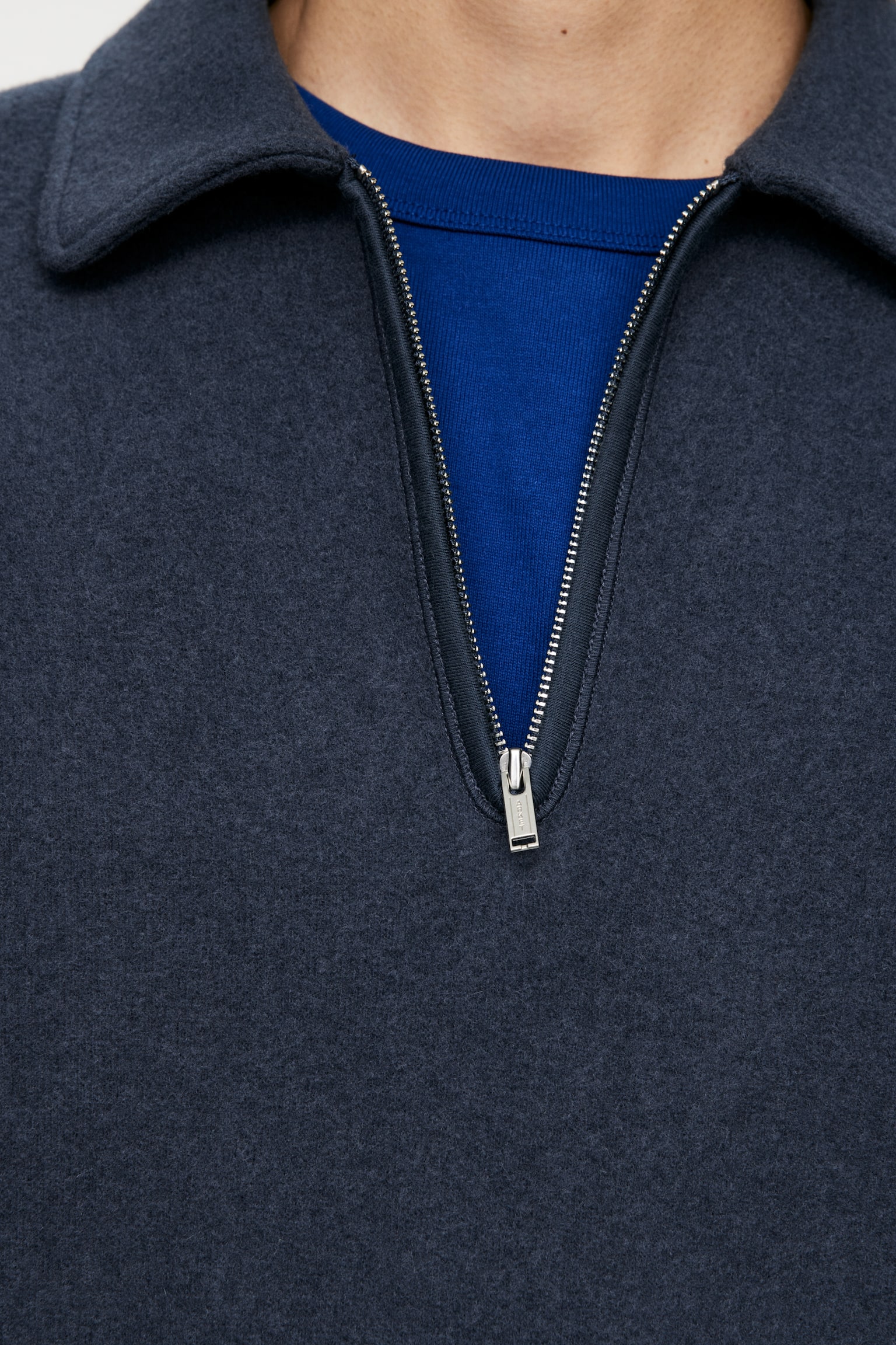 Double-Knit Half-Zip Jumper - Dark Blue/Khaki Green - 5