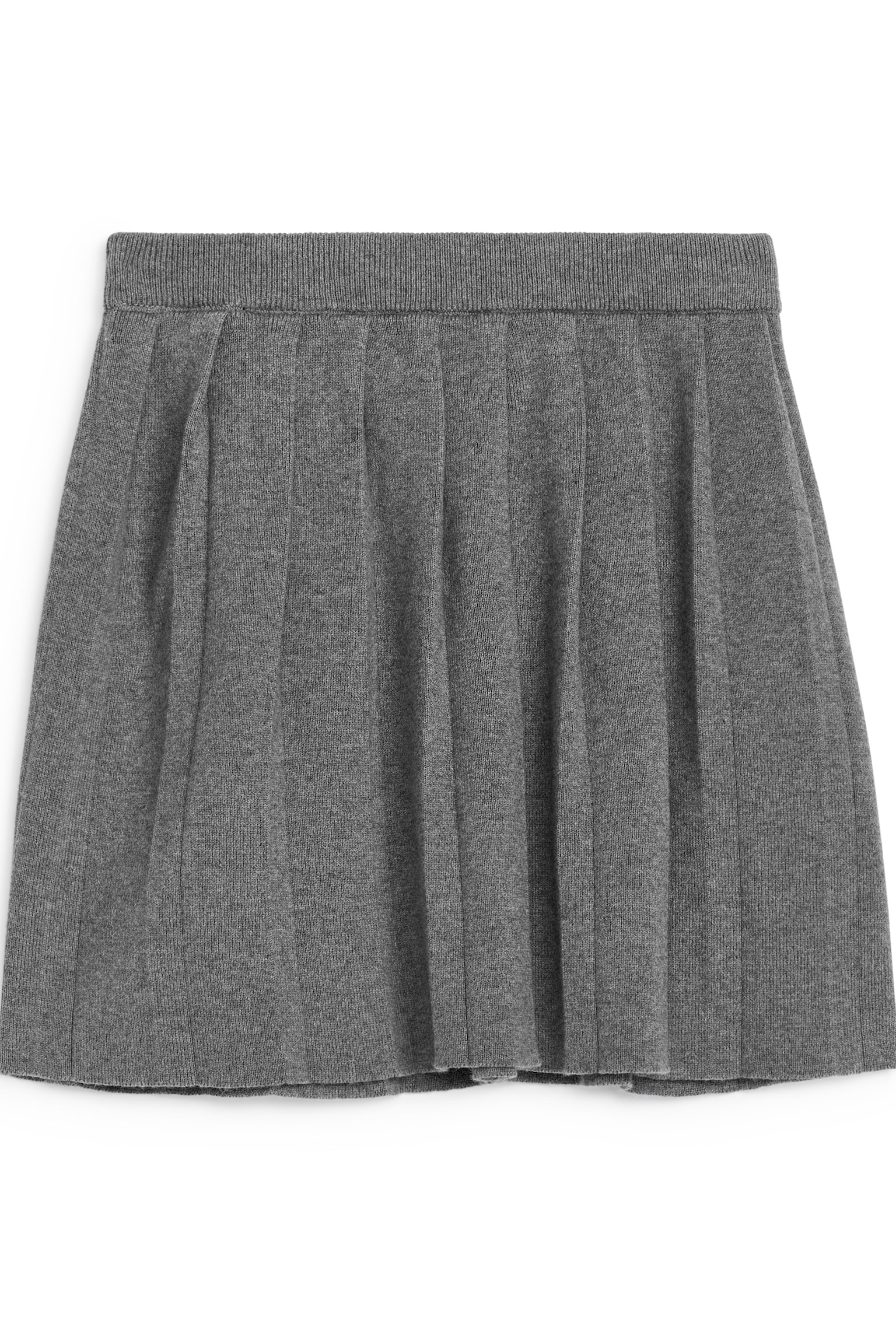 Pleated Knit Skirt - Grey - 3